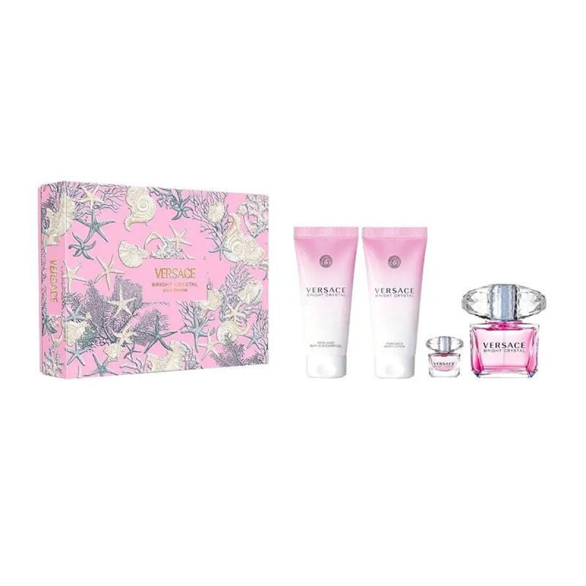 Versace Bright Crystal Gift Set (90ml EDT, 5ml EDT, Lotion & Shower Gel)