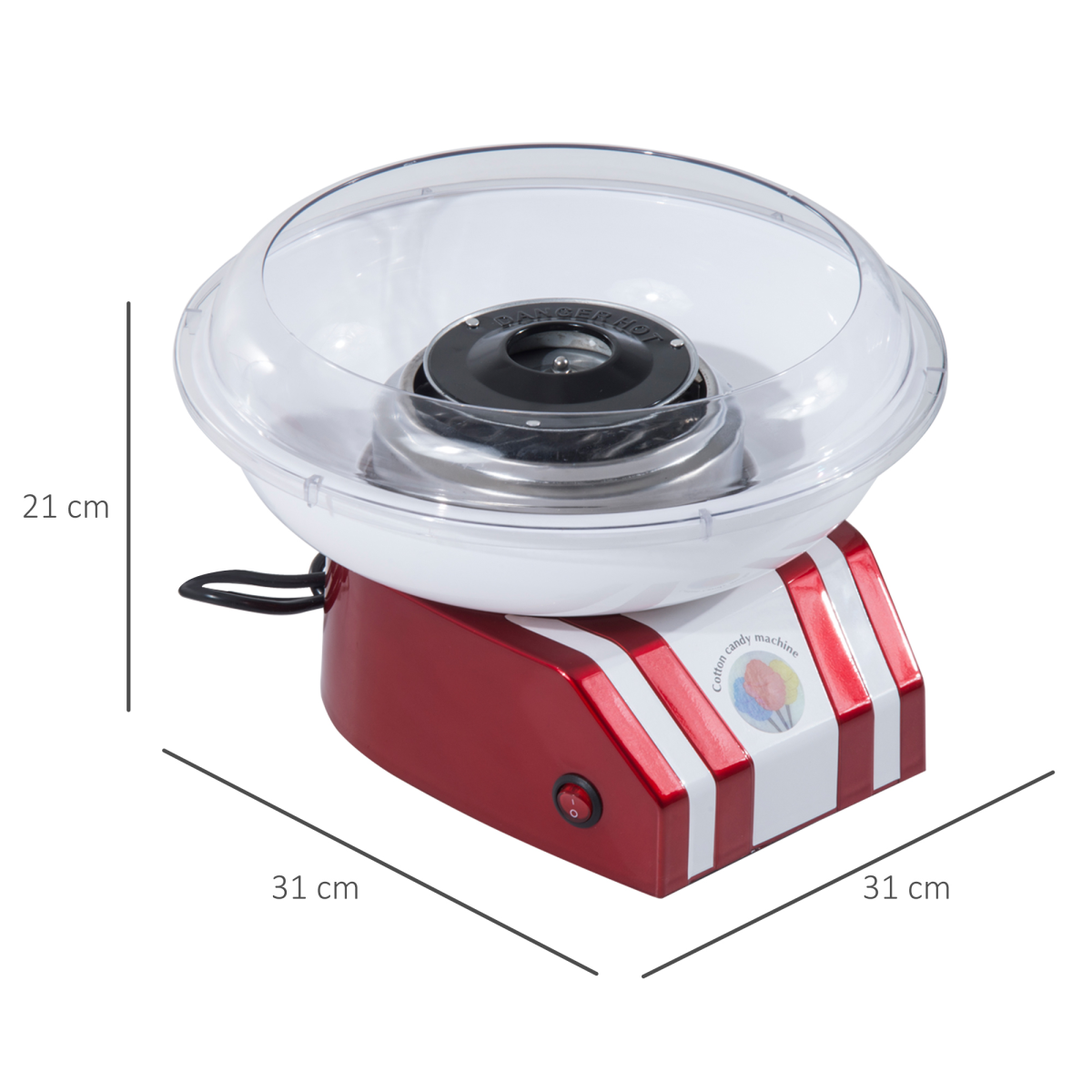 Candy Floss Machine, 450W-Red/White