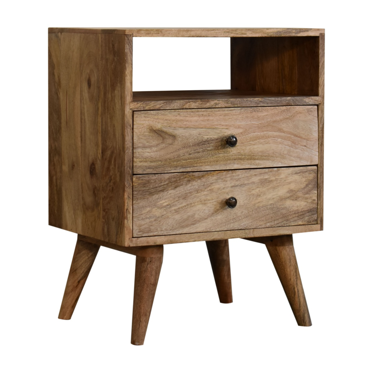 Artisan Furniture Solid Wood Classic Oak-ish Bedside, Beige, 2Drawers