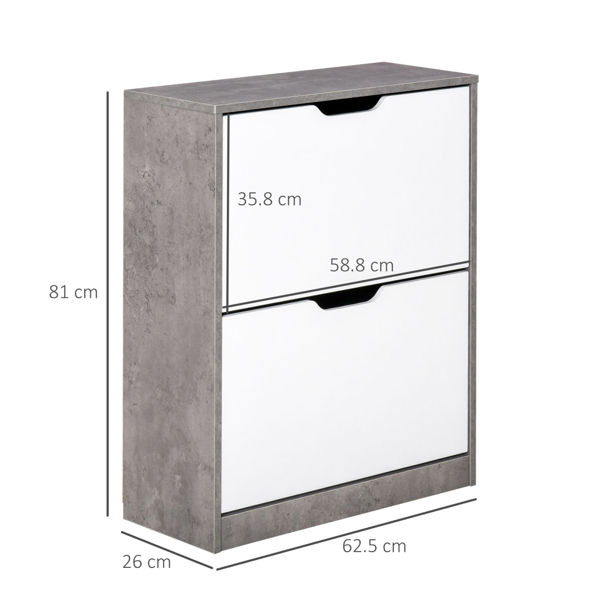 Two Drawer Shoe Cabinet Home Storage Organiser  Groove Handles Hallway HOMCOM