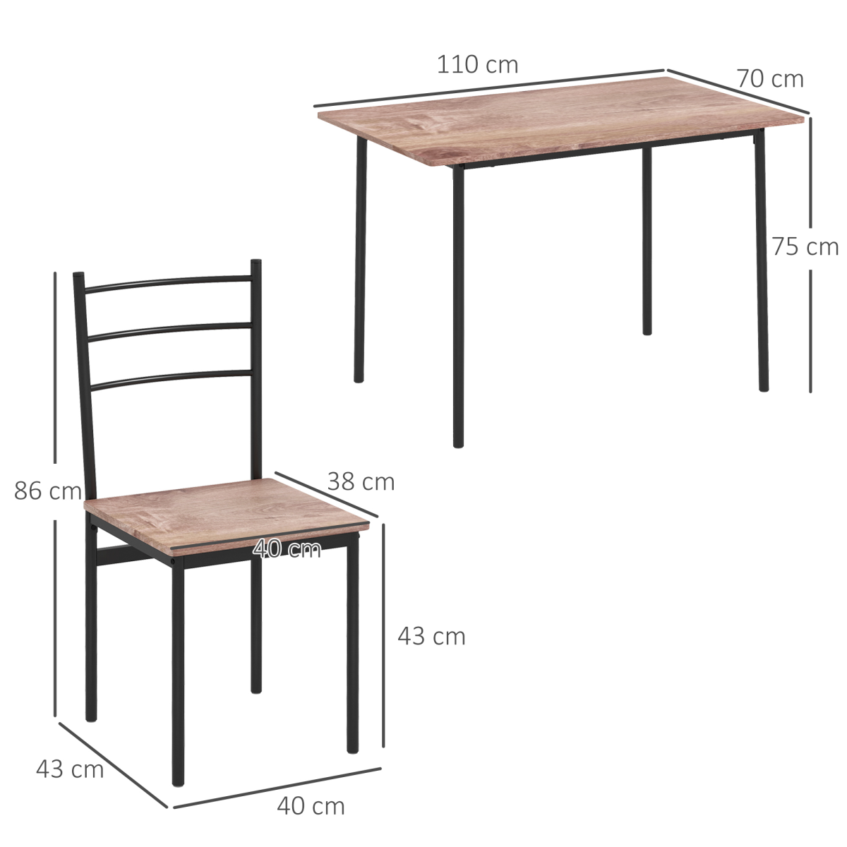 HOMCOM 5 Piece Dining Table and Chairs Set, Space Saving Table and 4 Chairs