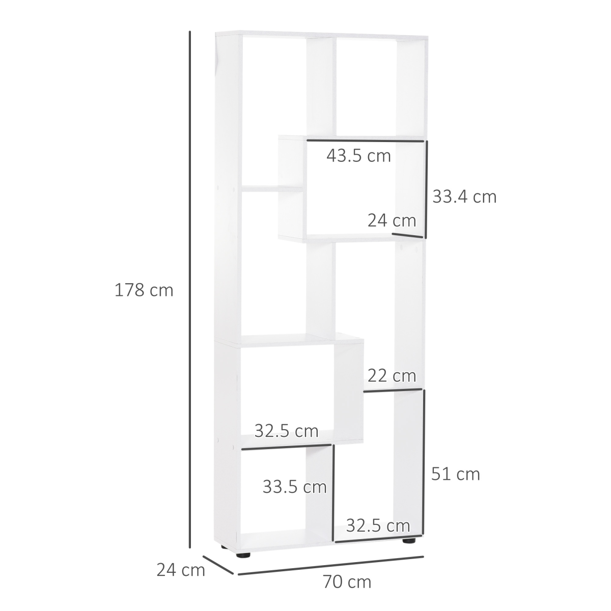 Multipurpose 8-Grid Bookshelf Decorative Shelf, Bathroom, Kitchen White
