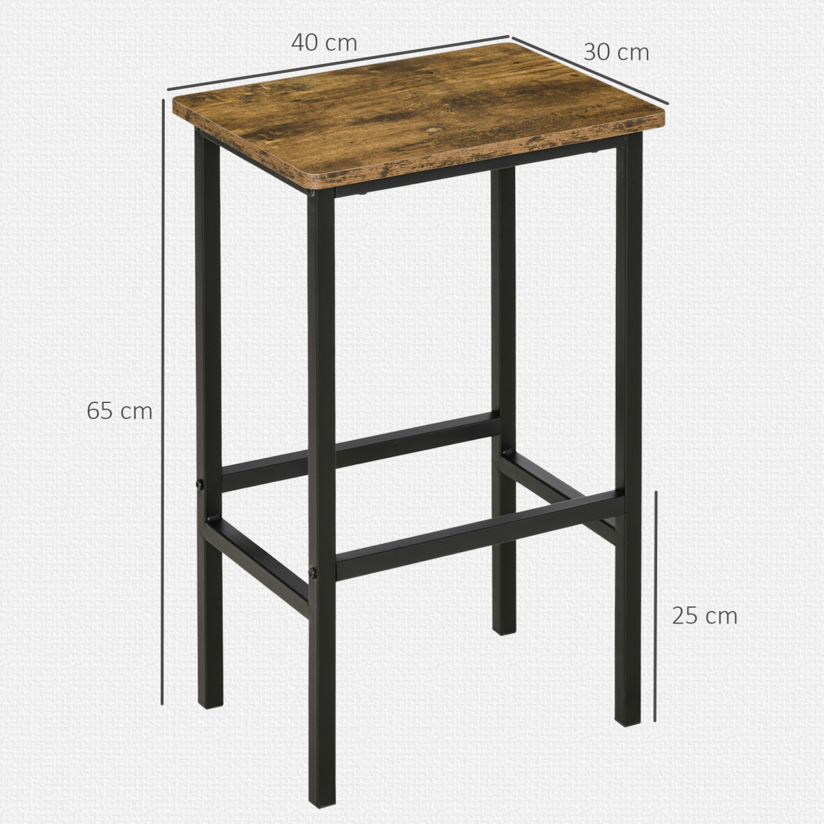 Set of 2 Kitchen Breakfast Bar Chairs with Footrest, Rustic Brown