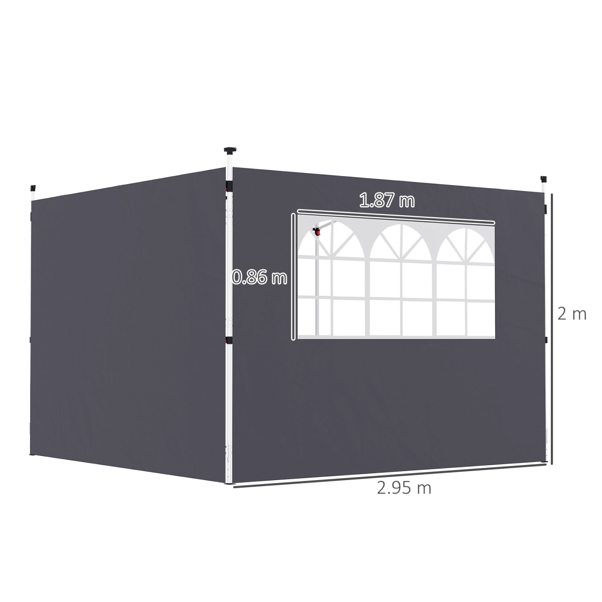 Outsunny Gazebo Replacement Exchangeable Wall Panels w/  Window, Dark Grey