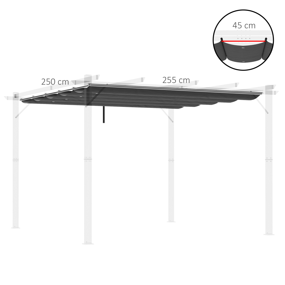 Pergola Shade Cover for 3 x 3m Pergola, Replacement Canopy Fabric Only, Grey