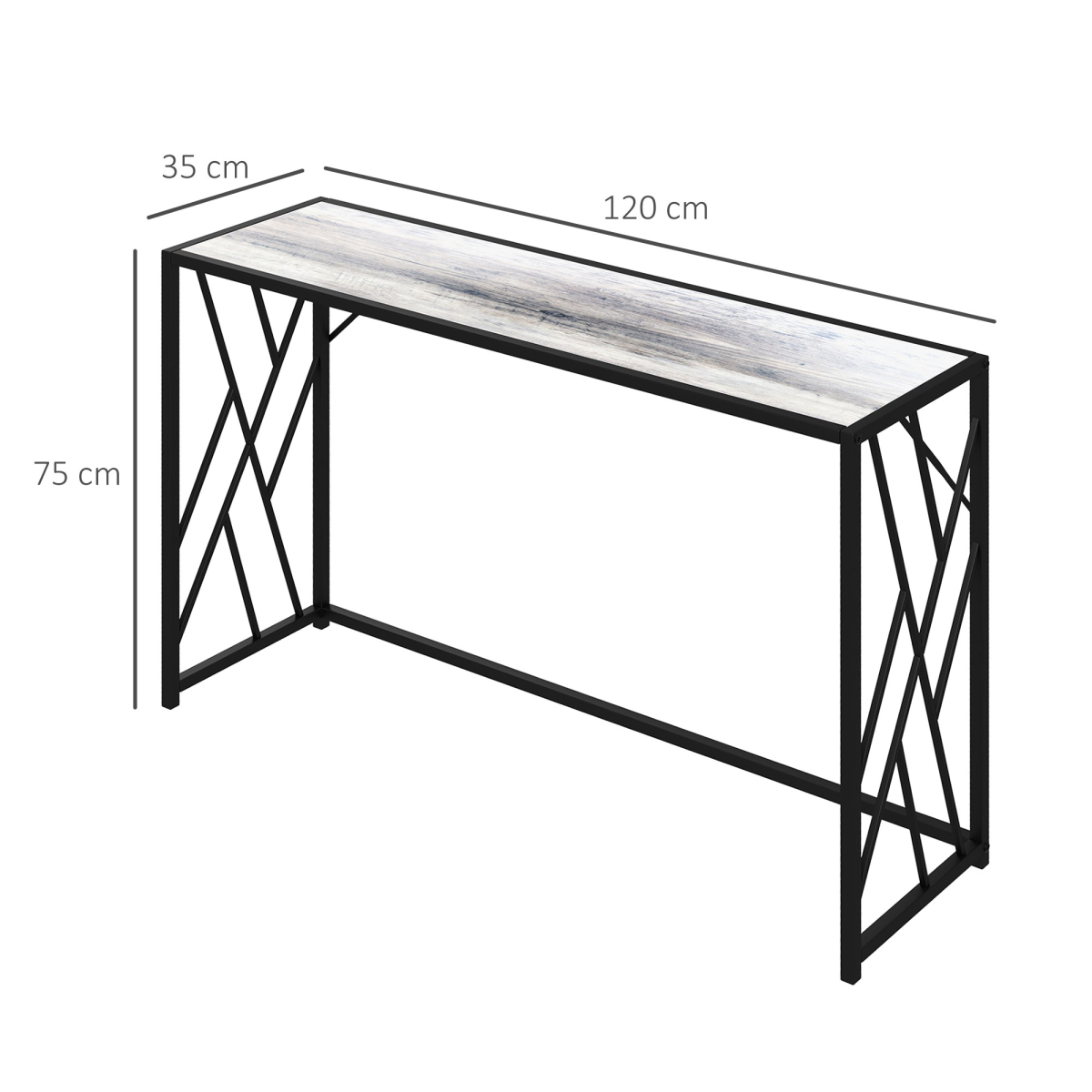 Vintage Sofa Table, Metal Frame Console Table for Hallway Living Room