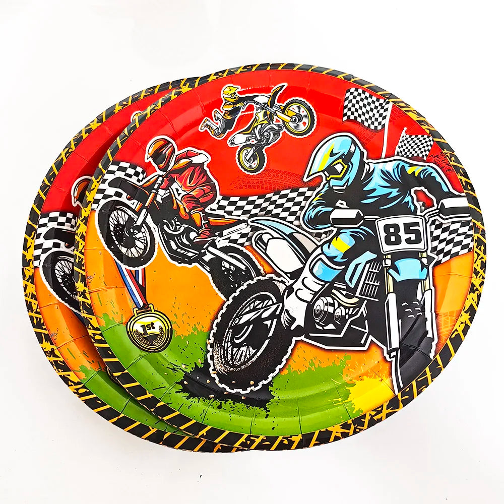 Motorcross Party Tableware Set - Fun Disposable Plates & Cups for Birthdays