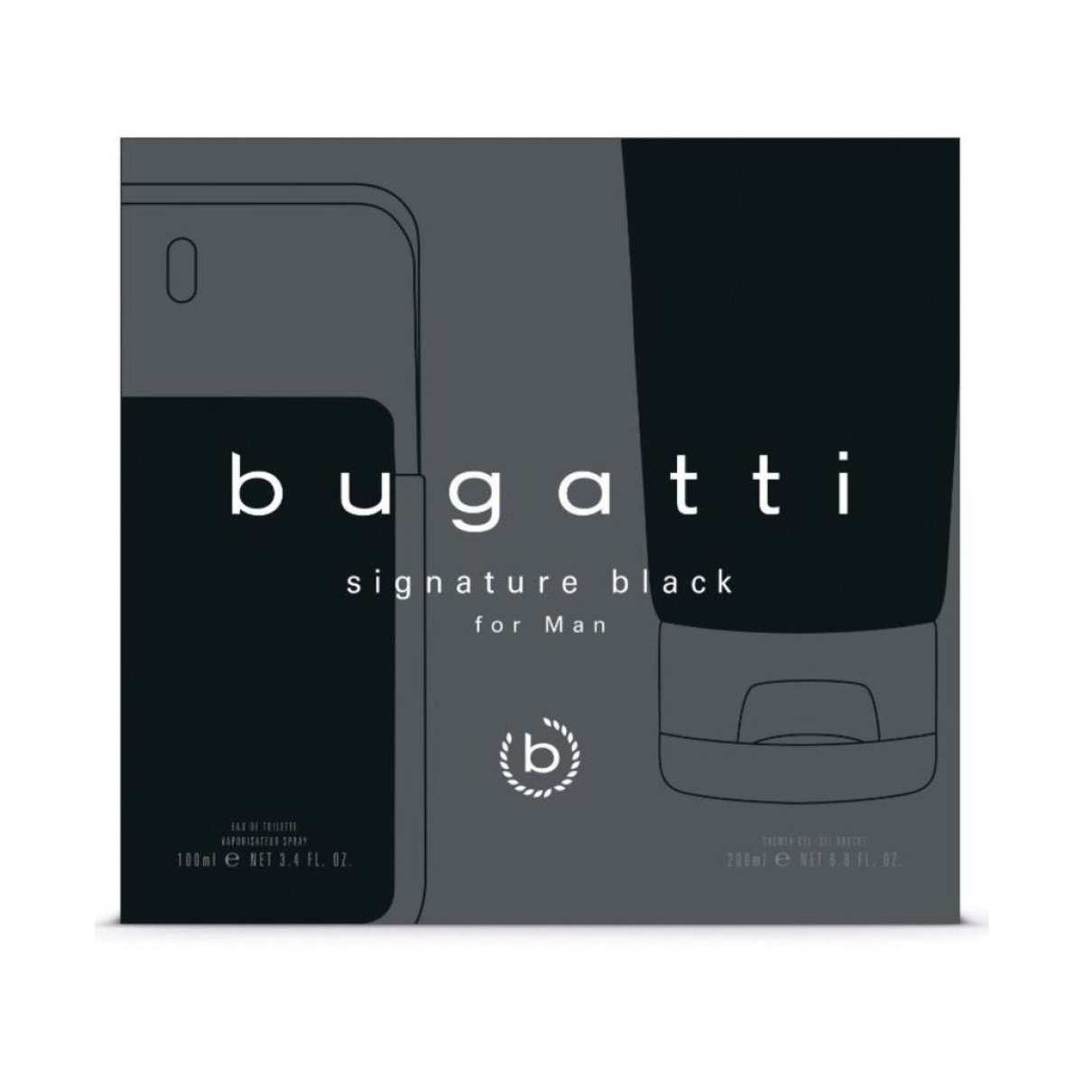 Bugatti Signature Black for Men Gift Set: EDT 100ml + Shower Gel 200ml