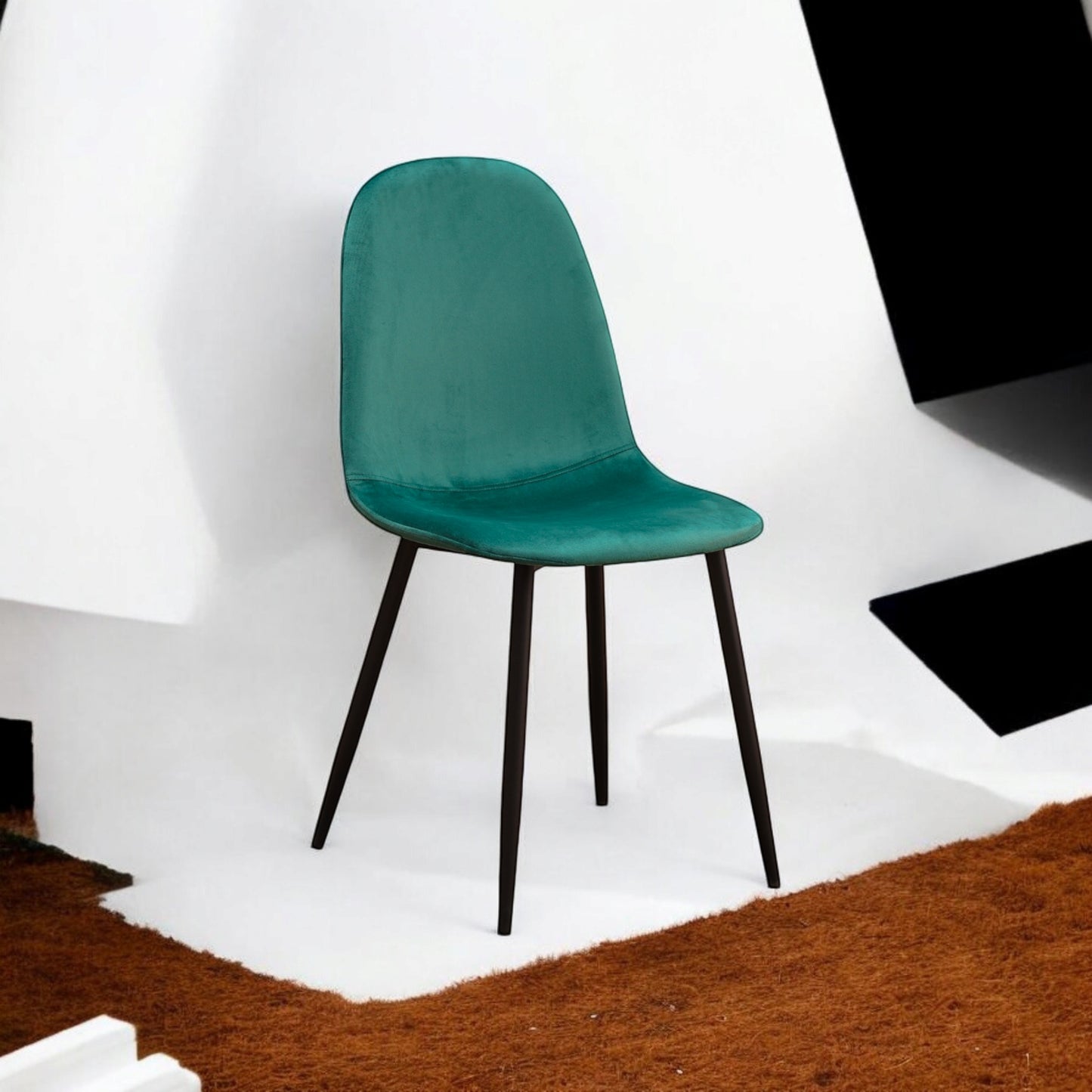 AcaciaHome Modern & Stylish Velvet Cushion Padded Metal Legs Dining Chairs - Ergonomic Design Comfortable Chairs Perfect for Kitchen, Dining, Living Room, and etc. (Green)