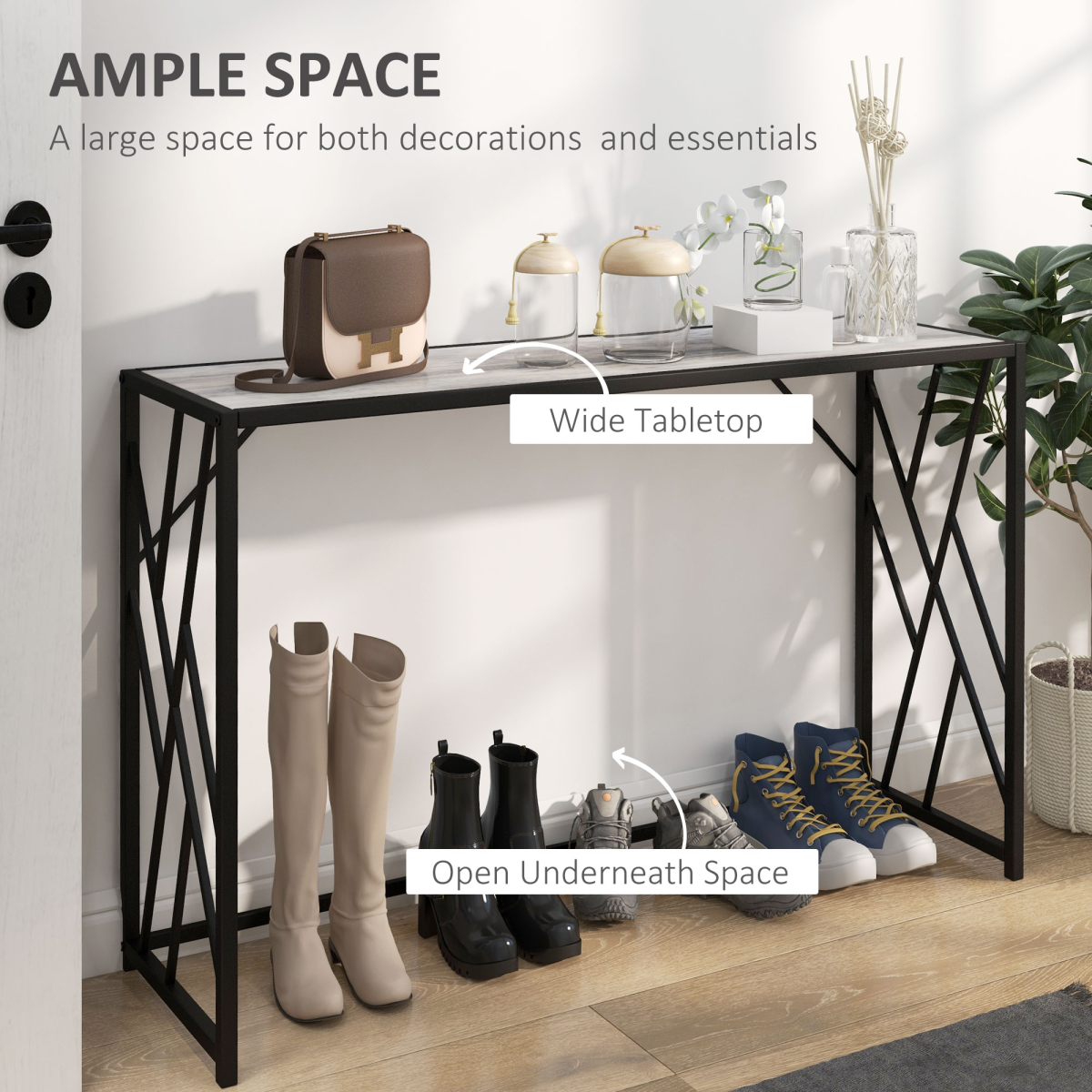 Vintage Sofa Table, Metal Frame Console Table for Hallway Living Room