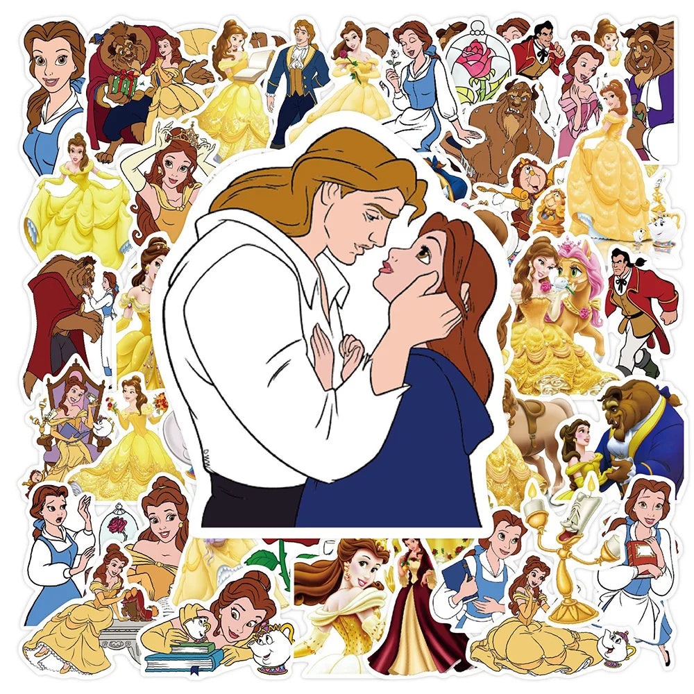 MINISO Waterproof Cartoon Stickers - Fun Disney Beauty & the Beast Decals