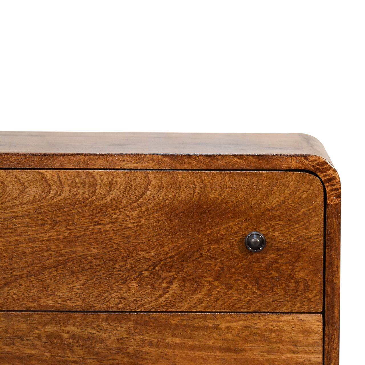 Artisan Furniture Solid Wood Mini Curved Chestnut Chest, 3 Drawers, Dark Brown
