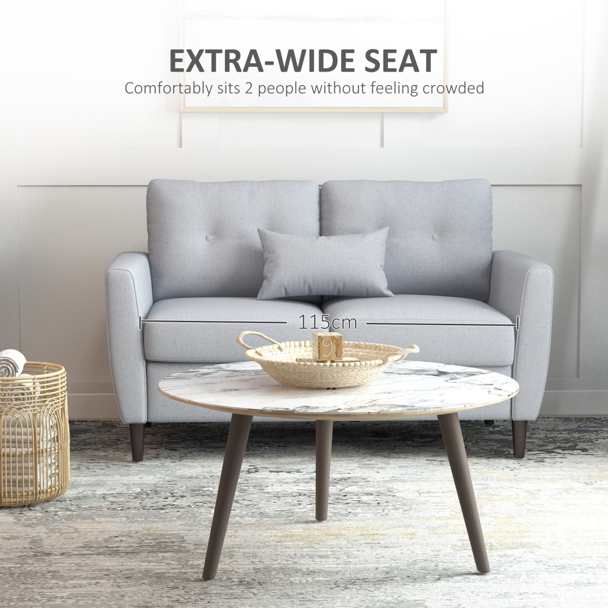 HOMCOM Modern Chic Loveseat with Armrest Spring Padding for Home Office