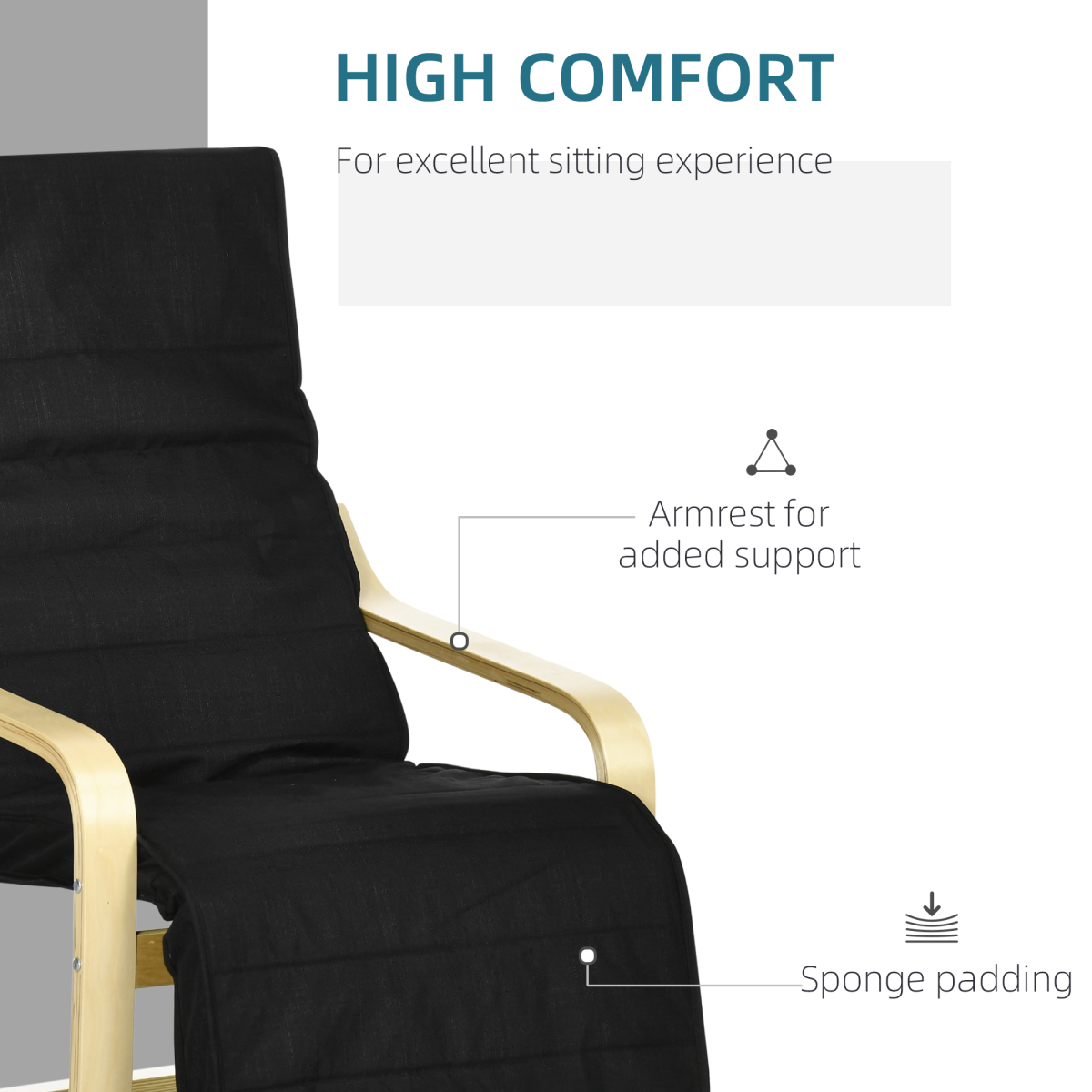 Lounge Chair Recliner Adjustable Footrest Home Black