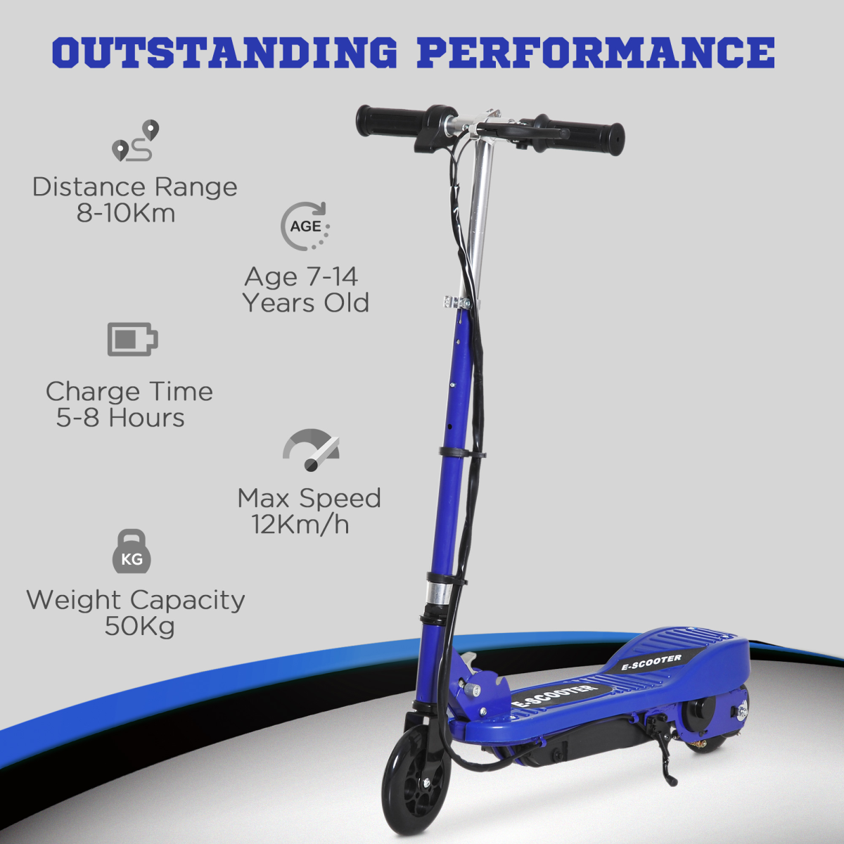 Folding Kids Electric Scooter 7-14 Adjustable Battery Power PU Wheels HOMCOM