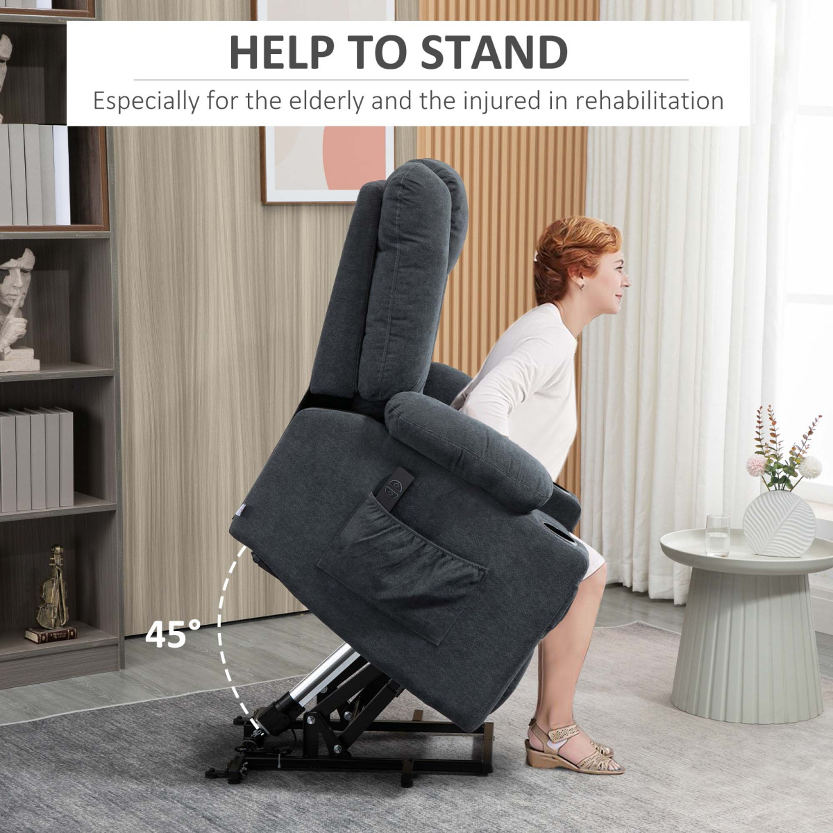 Riser and Recliner Chair w/ Remote, Lift Chair for the Elderly, Grey