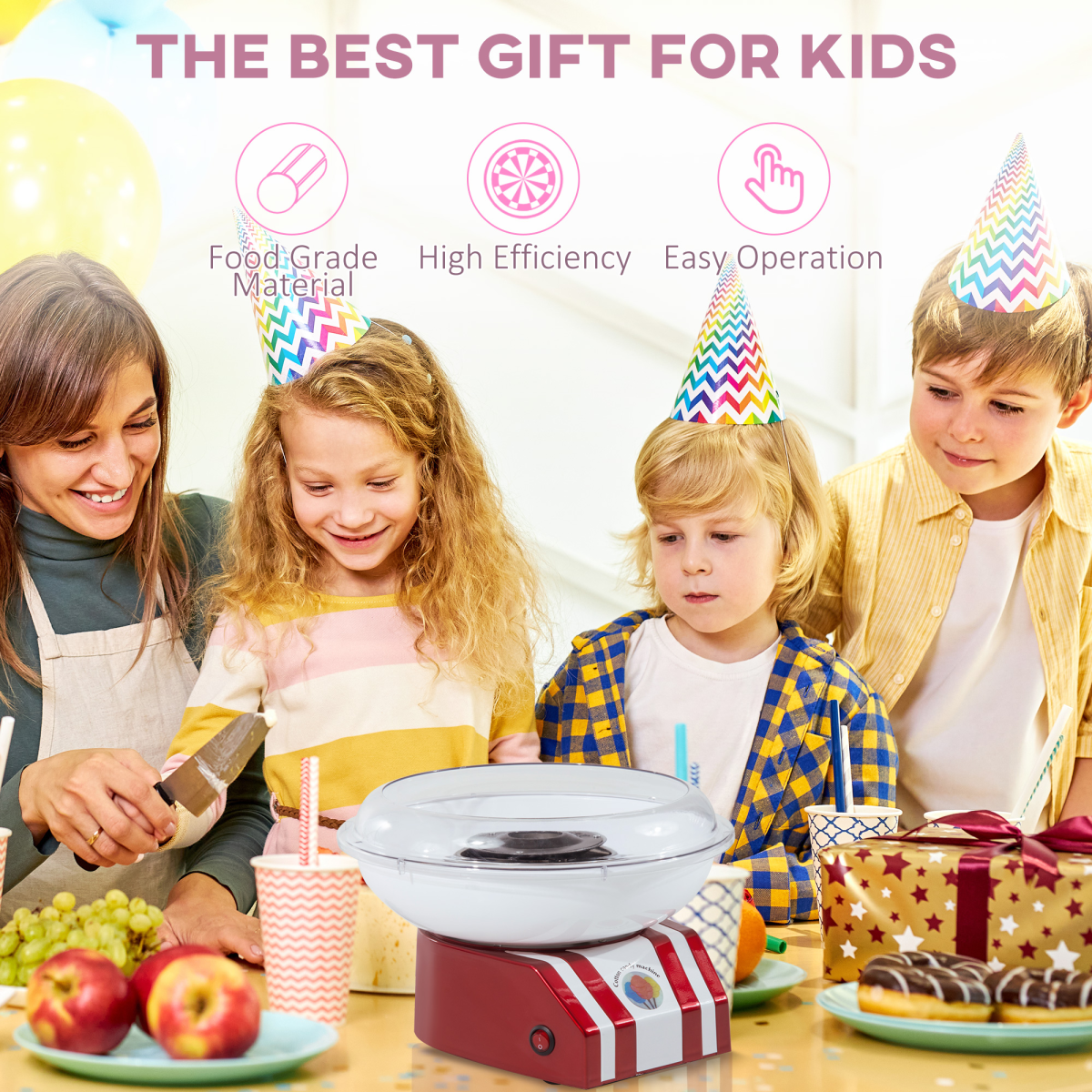 Candy Floss Machine, 450W-Red/White