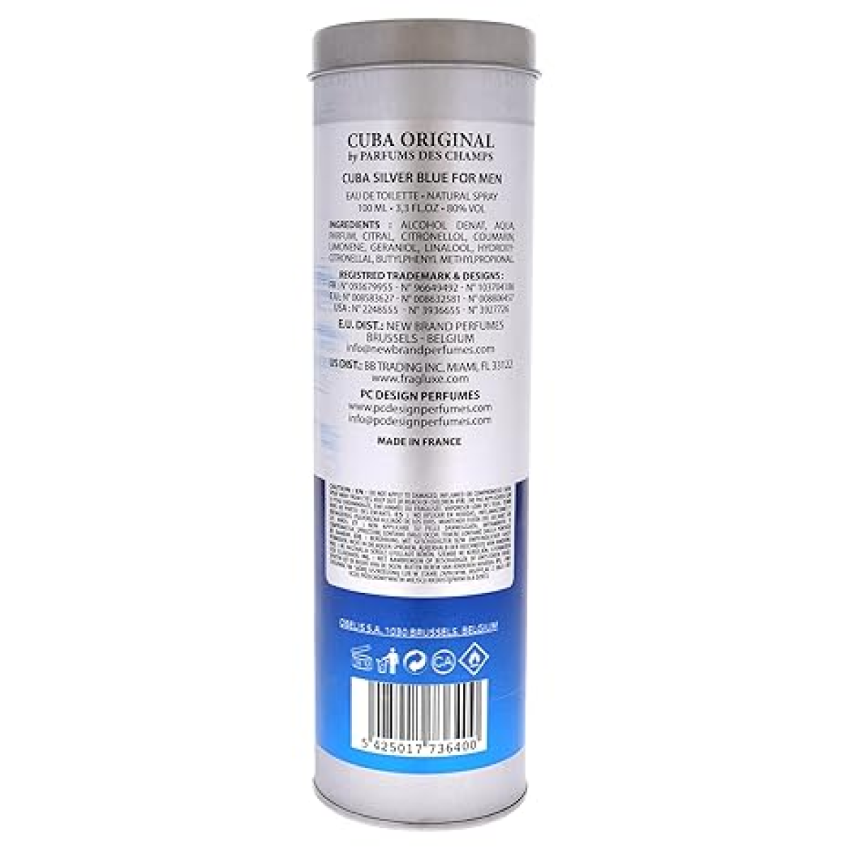 Cuba Silver Blue Eau de Toilette Spray 100ml for Men | Fresh Daily Fragrance
