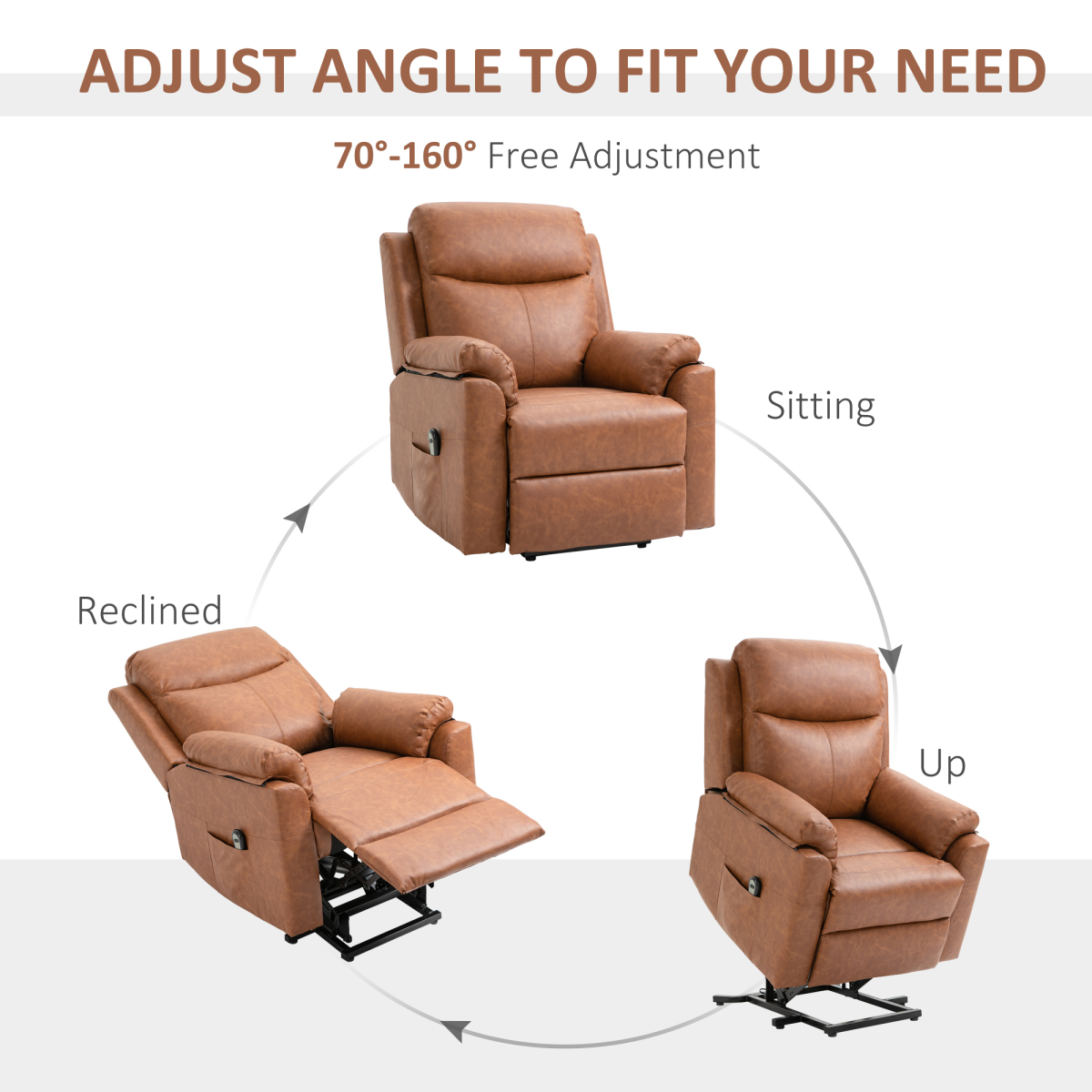 Power Lift Chair Electric Riser Recliner with Remote Control, Brown HOMCOM