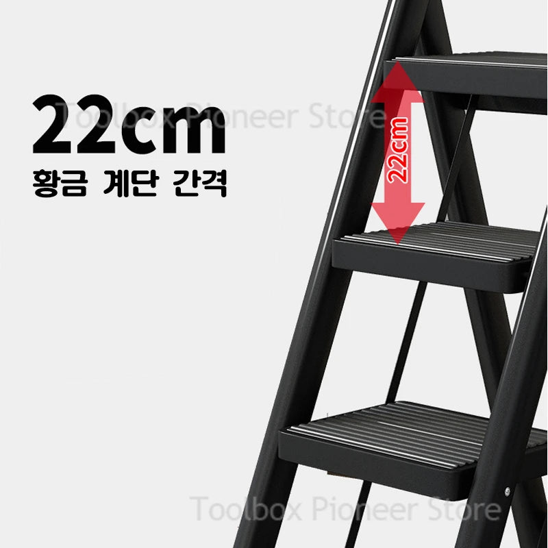 Foldable Carbon Steel Ladder - Versatile Space-Saving Solution