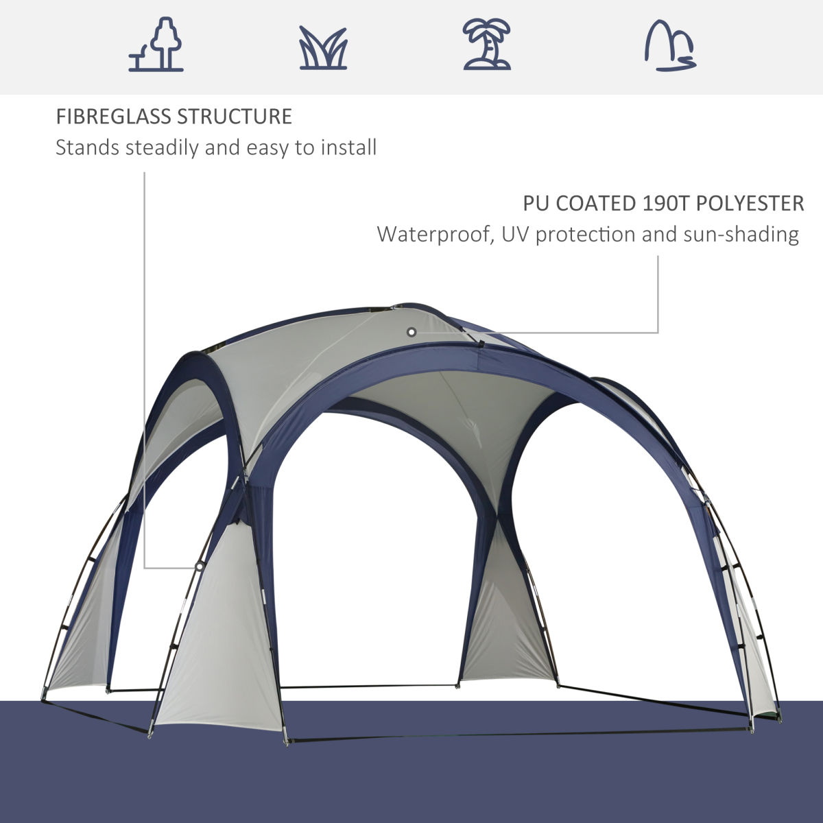 Outdoor Gazebo Event Dome Shelter Party Tent for Garden Outsunny