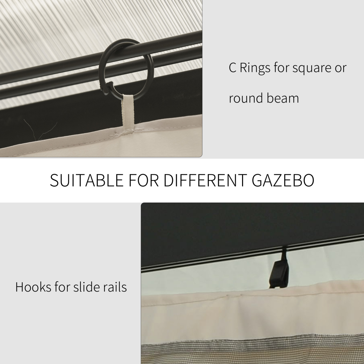 3 x 3(m) Universal Gazebo Replacement Sidewall Set w/ 4 Panels, Beige Outsunny