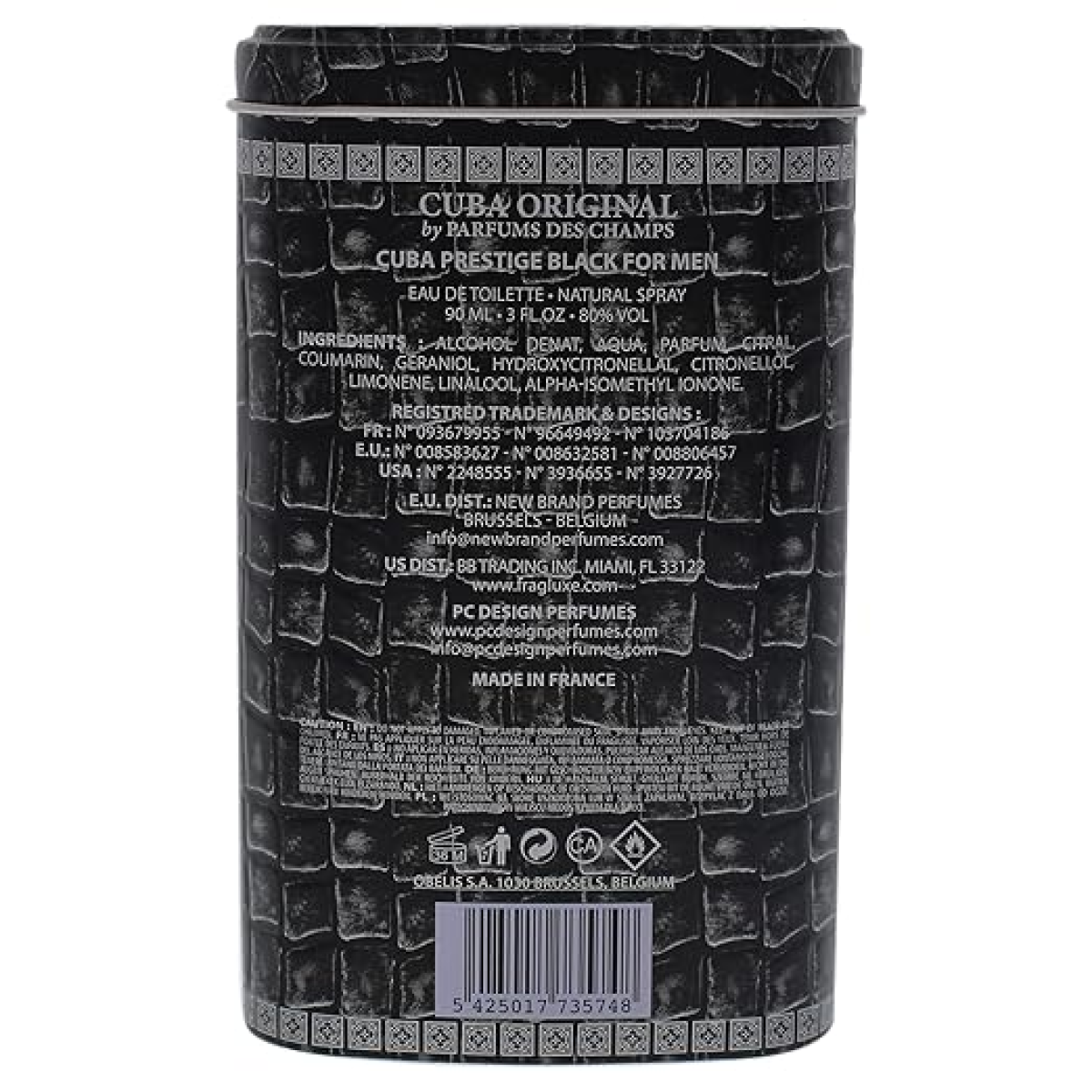 Cuba Prestige Black Eau De Toilette Spray 90ml | Bold Aromatic Fragrance