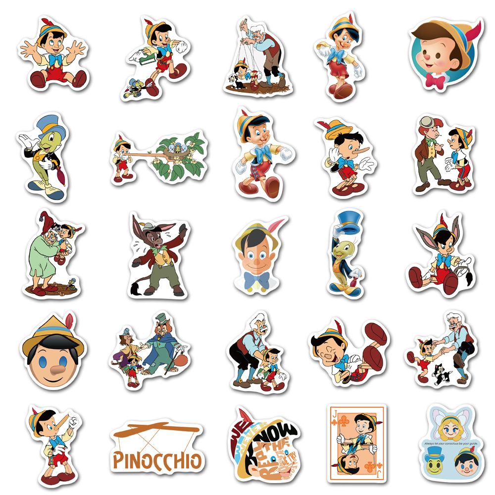 10/30/50pcs Disney Cartoon The Adventures of Pinocchio Stickers Anime DIY Scrapbooking Luggage Laptop Cute Sticker for Kids Toy