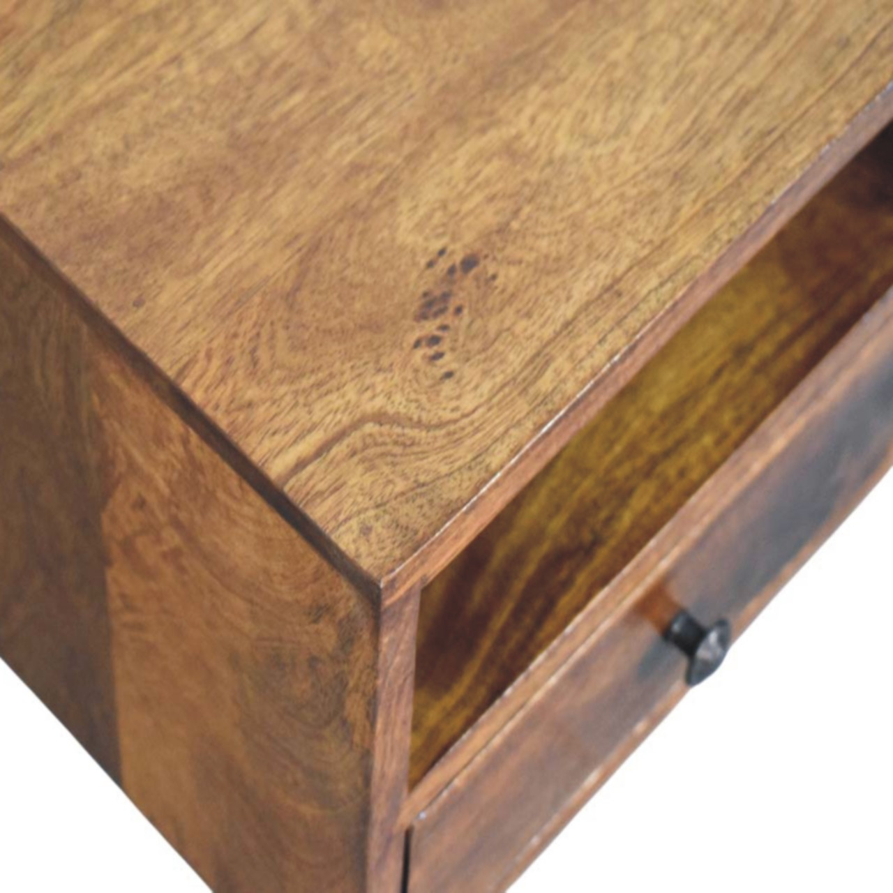 Artisan Furniture Solid Wood Solis 1-Drawer Chestnut Wall Mounted Nightstand, 1 Shelf, Brown