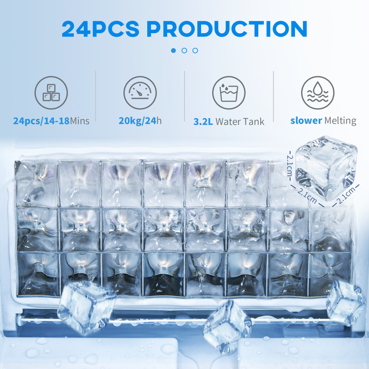 Ice Maker Machine Counter Top Ice Cube Maker for Home 20kg in 24 Hrs HOMCOM