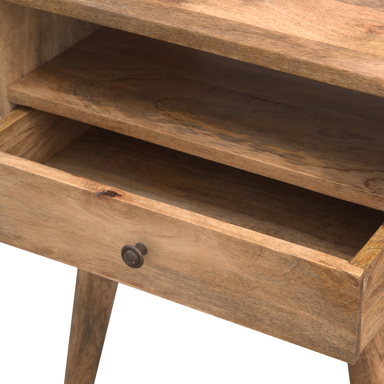 Artisan Furniture Solid Wood Modern Bedside with Open Slot, Beige, 1Drawer