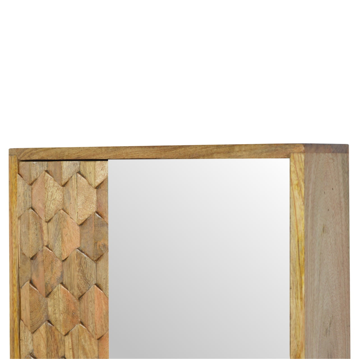 Artisan Furniture Solid Wood Pineapple Carved Mirror Cabinet, 2 Doors, Brown