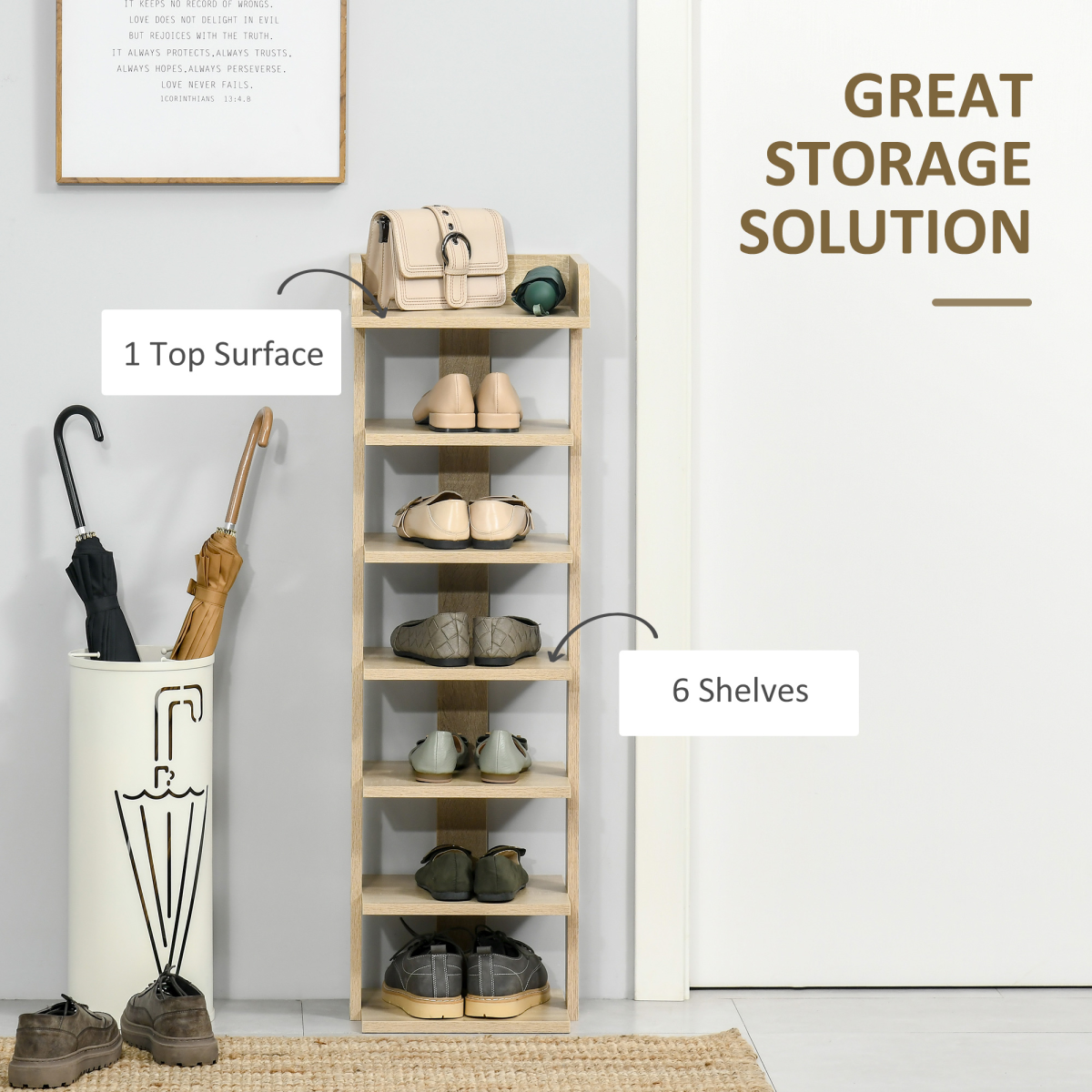 7 Tier Shoe Rack Organizer Storage Shelf Wooden Display Cabinet Oak