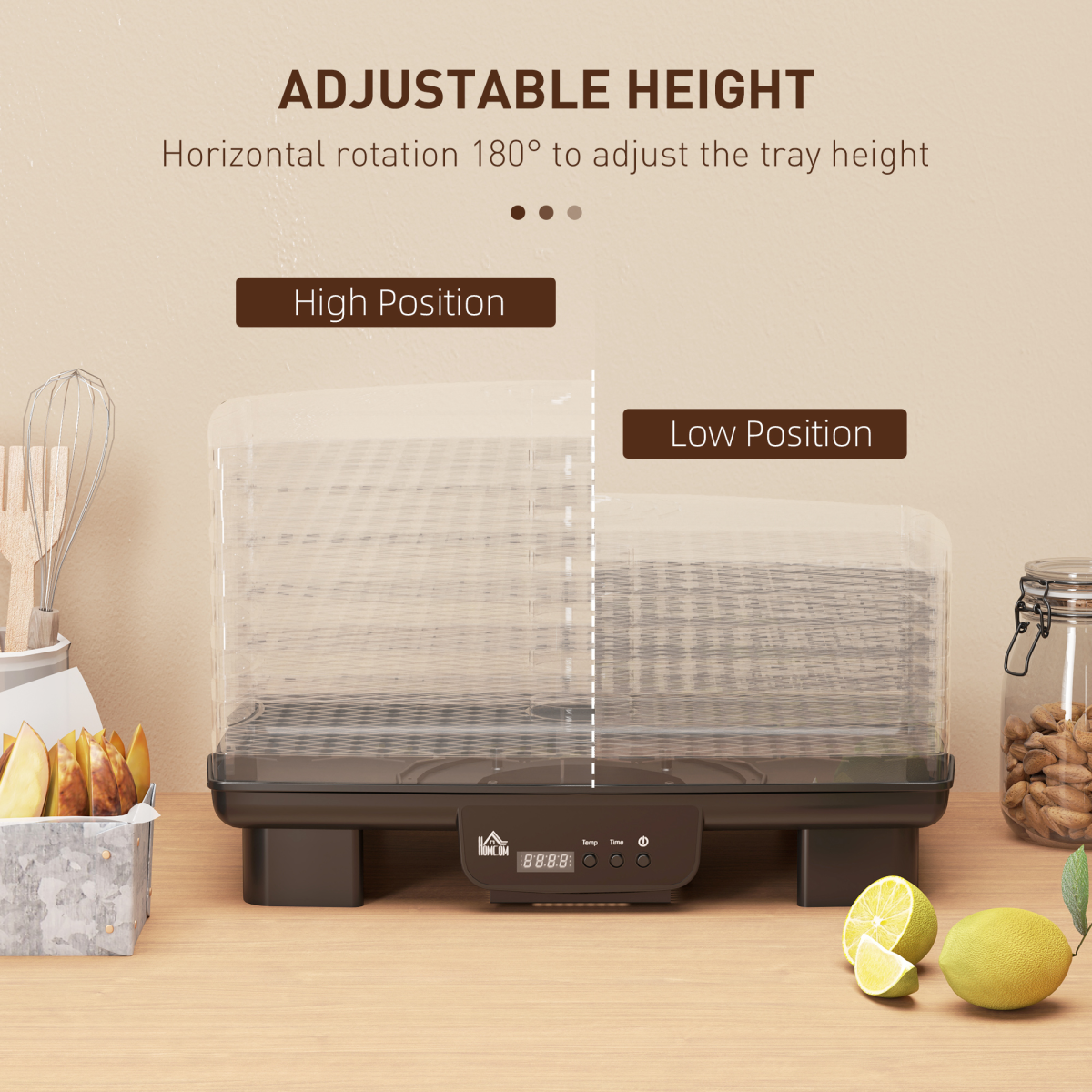 HOMCOM 6 Tray Food Dehydrator, Food Dryer Machine for Fruit Meat Vegetable