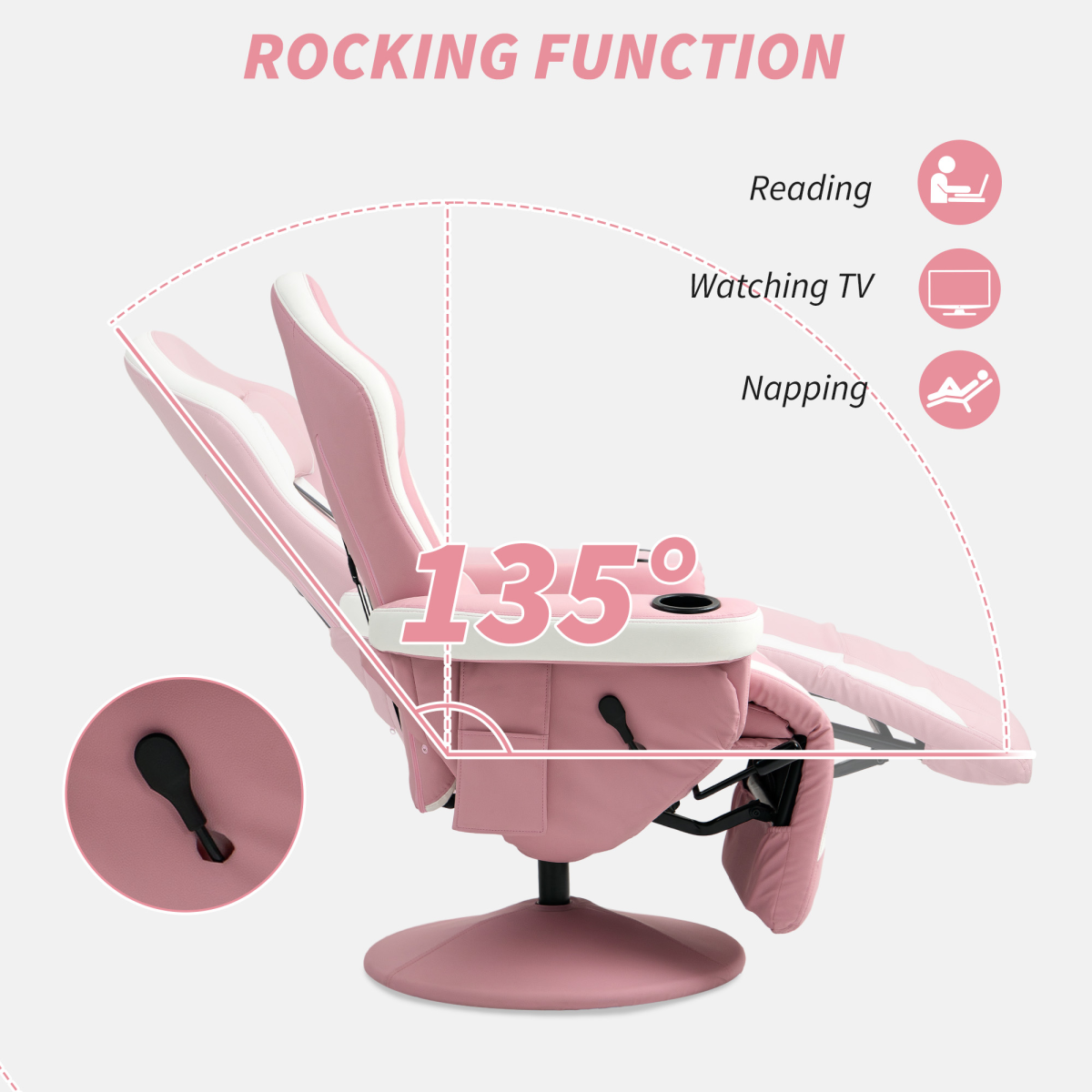 HOMCOM Manual Recliner Armchair PU Sofa Chair w/ Footrest & 135° Reclining