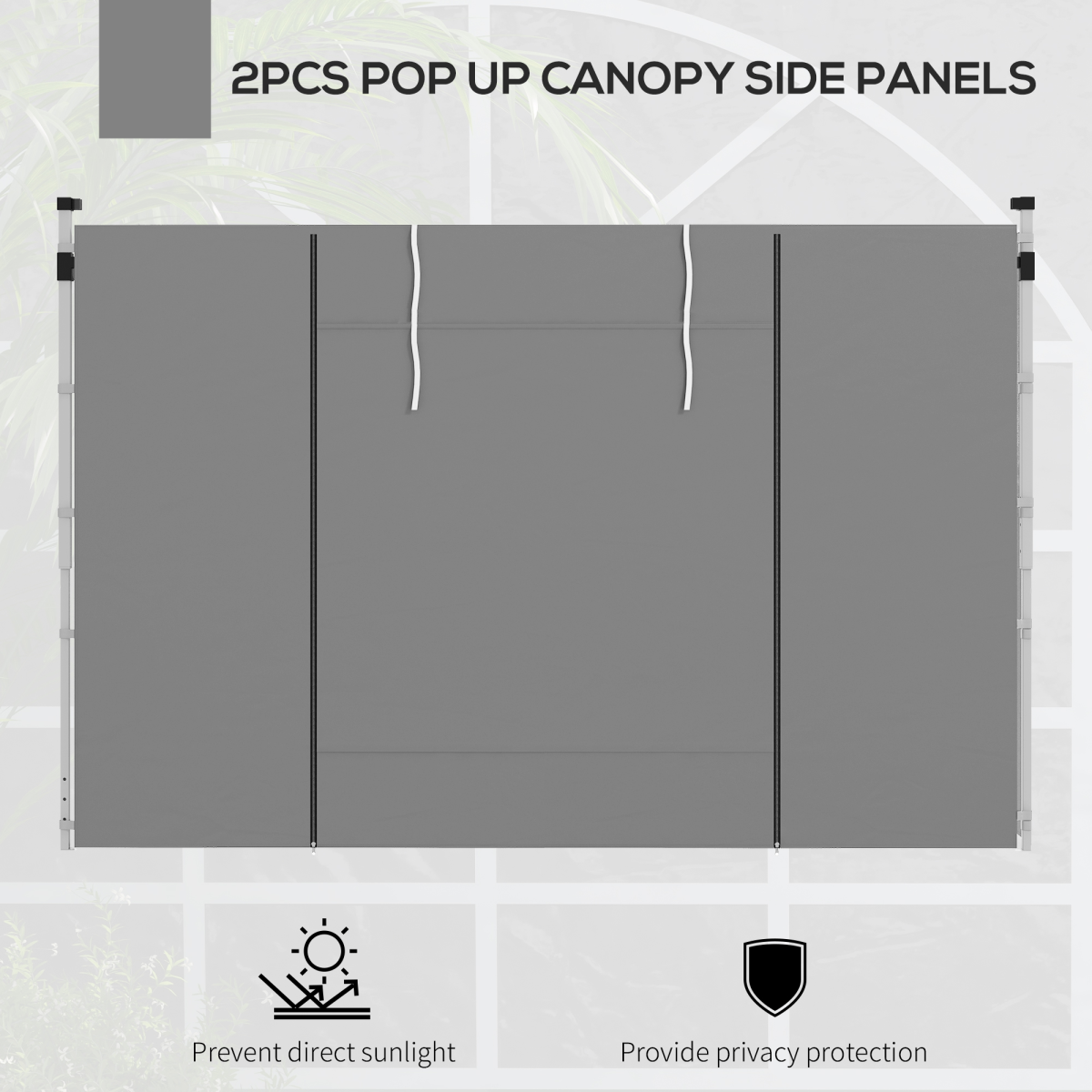 Outsunny 3x3(m) or 3x6m Pop Up Gazebo Side Panels Replacement, 2 Pack, Grey