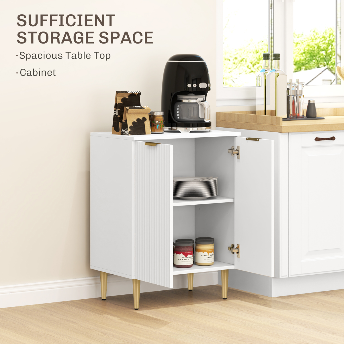 HOMCOM Sideboard Buffet Cabinet with Adjustable Shelf, White