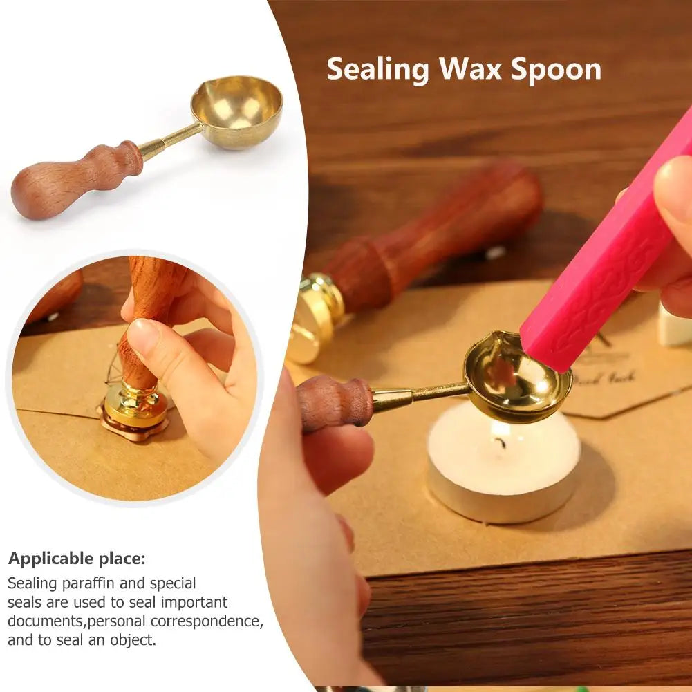 Elegant Brass Sealing Wax Spoon for Easy Melting & Burning - Retro Design