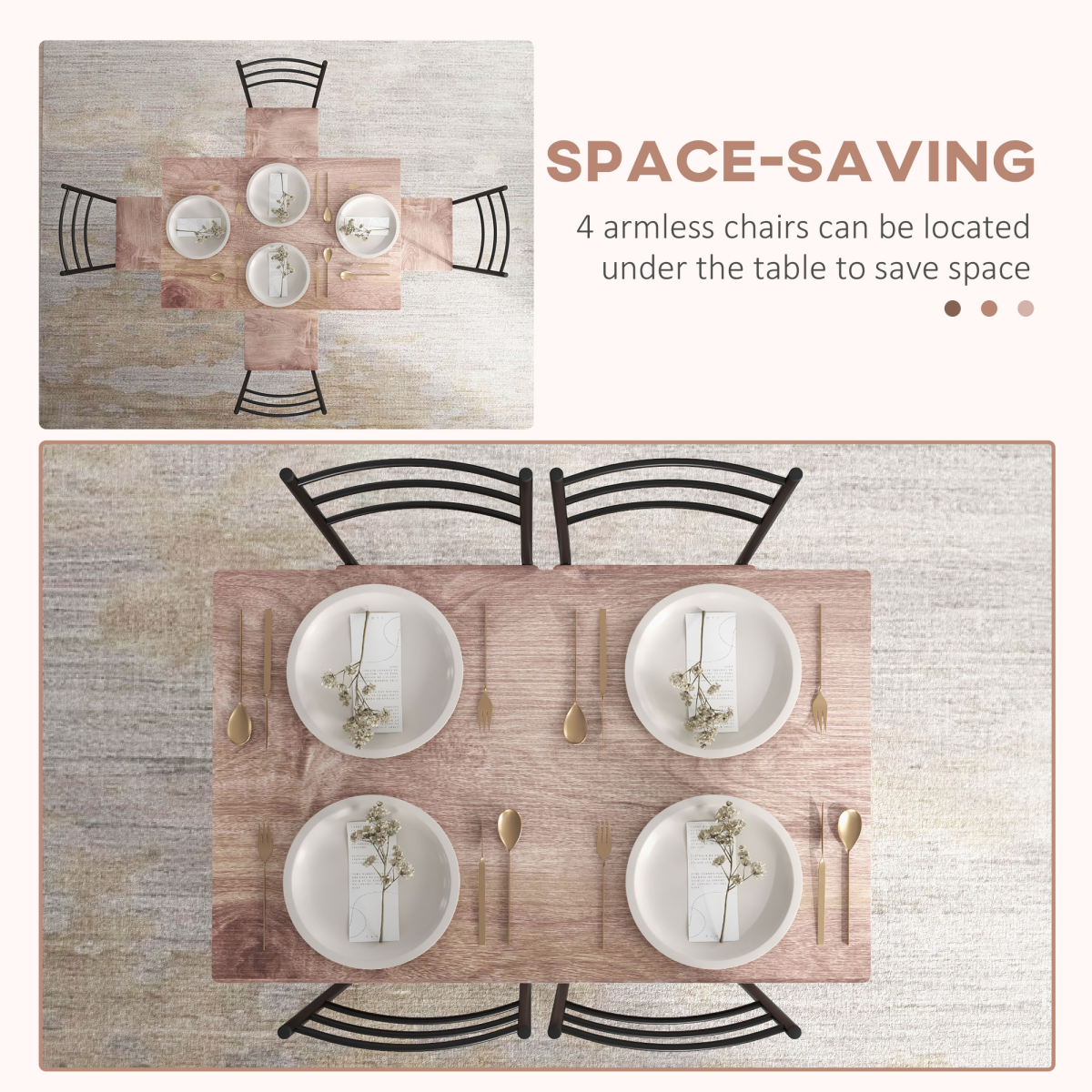 HOMCOM 5 Piece Dining Table and Chairs Set, Space Saving Table and 4 Chairs