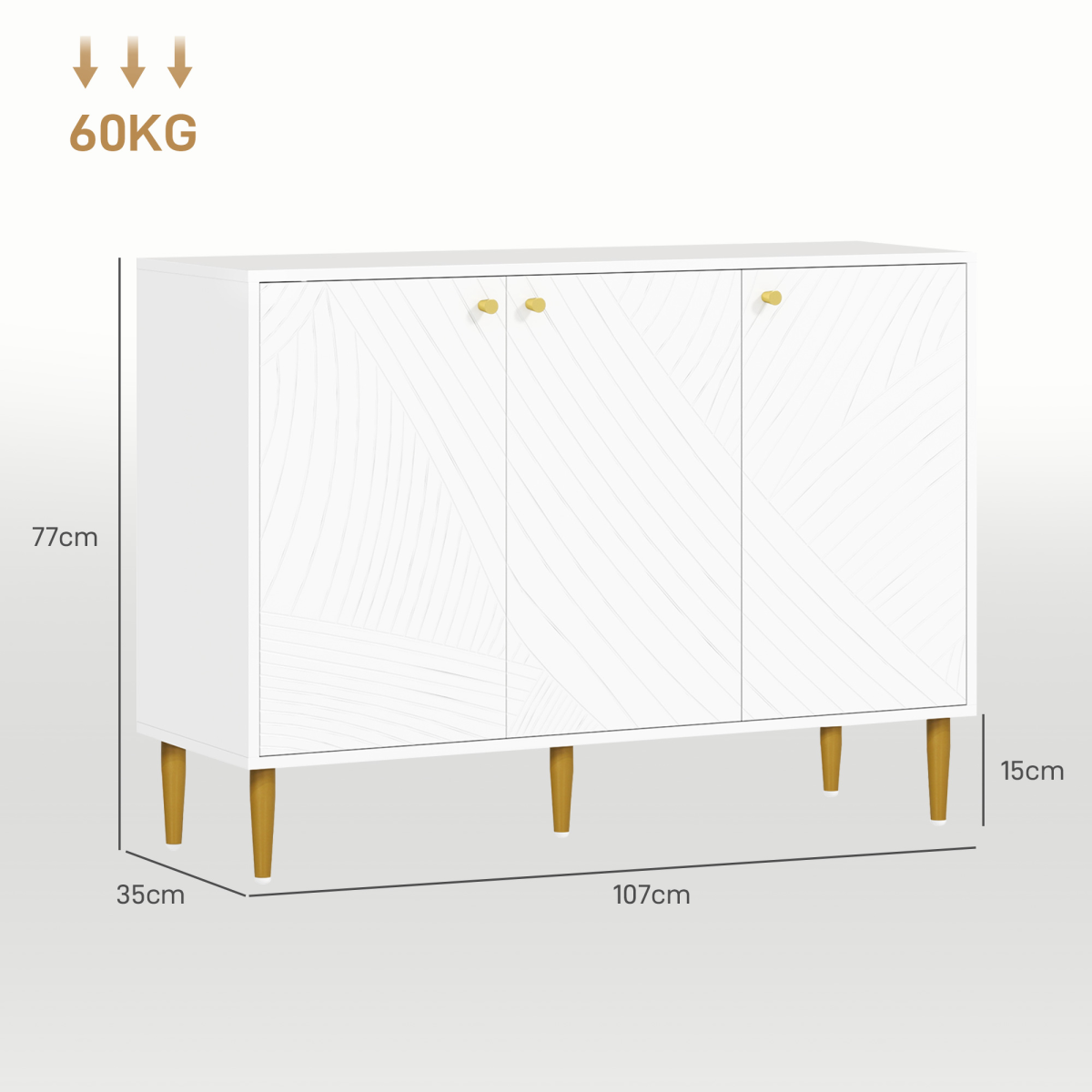 Elegant White Sideboard with Adjustable Shelves & Multi-Use Storage Cabinet