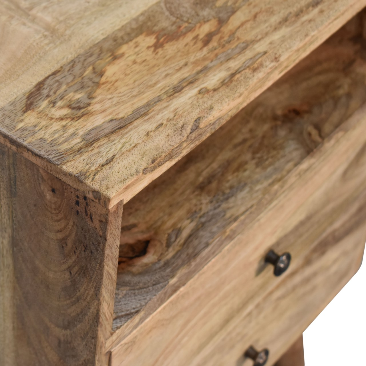 Artisan Furniture Solid Wood Classic Oak-ish Bedside, Beige, 2Drawers