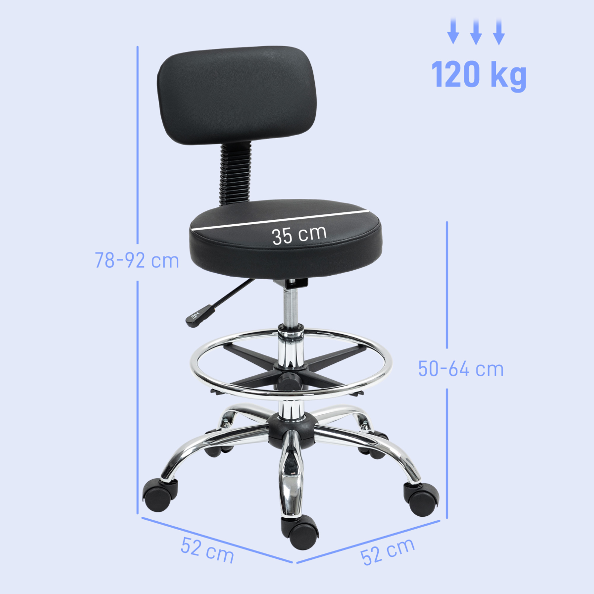 Adjustable Black Faux Leather Swivel Bar Stool - Comfortable & Stylish Seating
