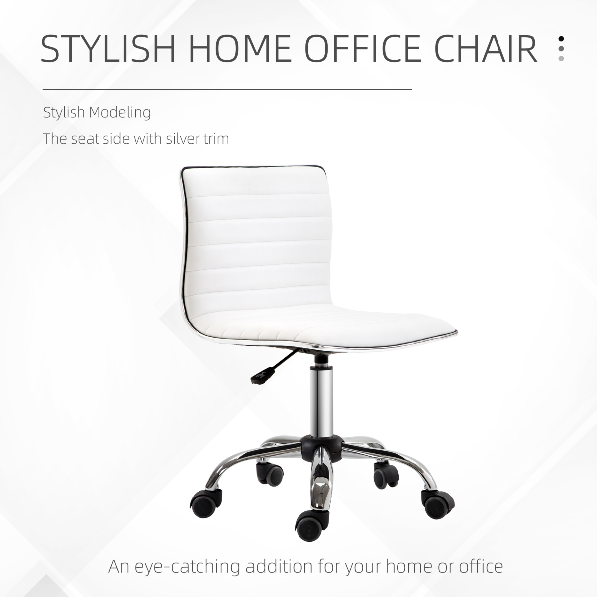 Armless Mid-Back Adjustable Office Chair  360 Swivel Ergonomic White HOMCOM