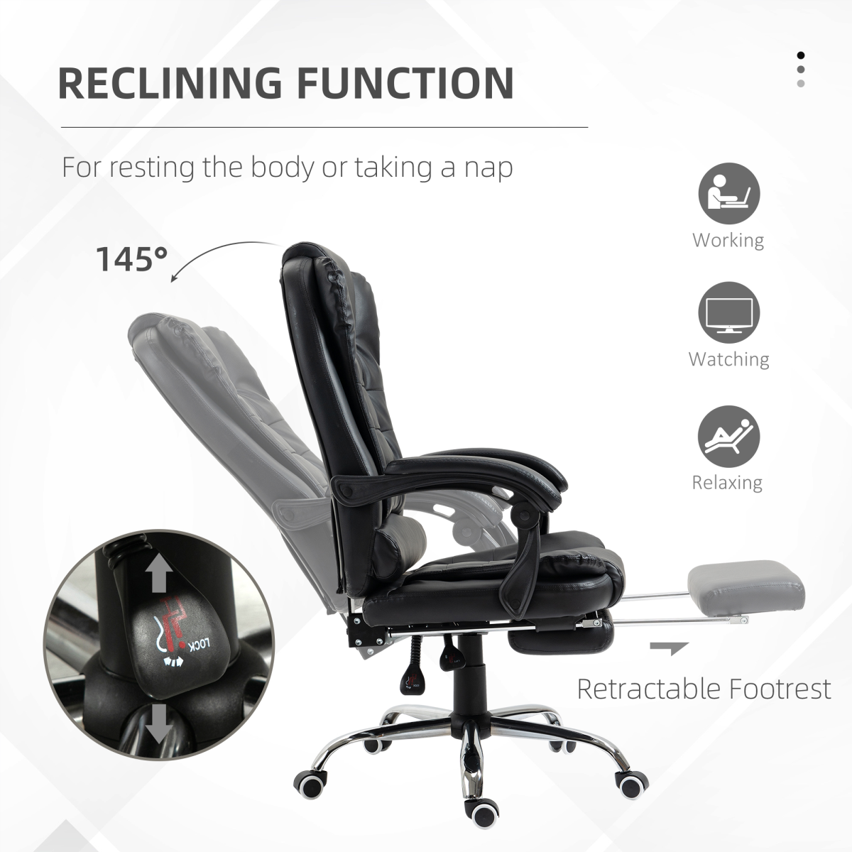 PU Leather Home Office Chair High Back Computer Chair with Swivel Wheels Black