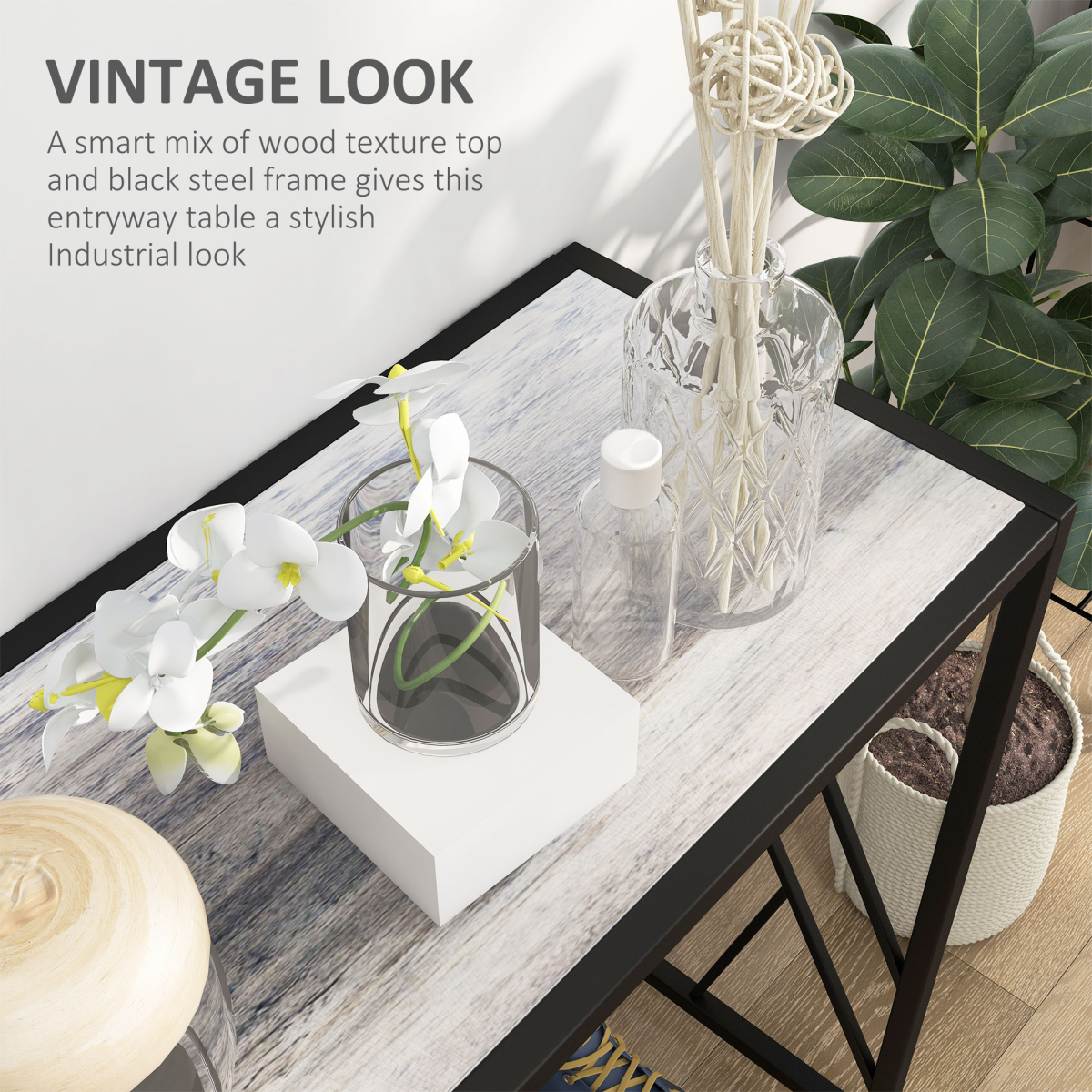 Vintage Sofa Table, Metal Frame Console Table for Hallway Living Room