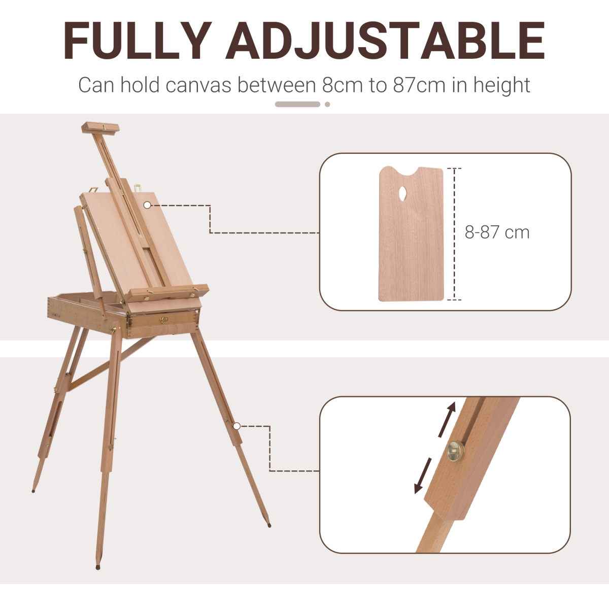 Tripod Art Easel Wooden Drawing Board Workstation Folding French Sketch HOMCOM