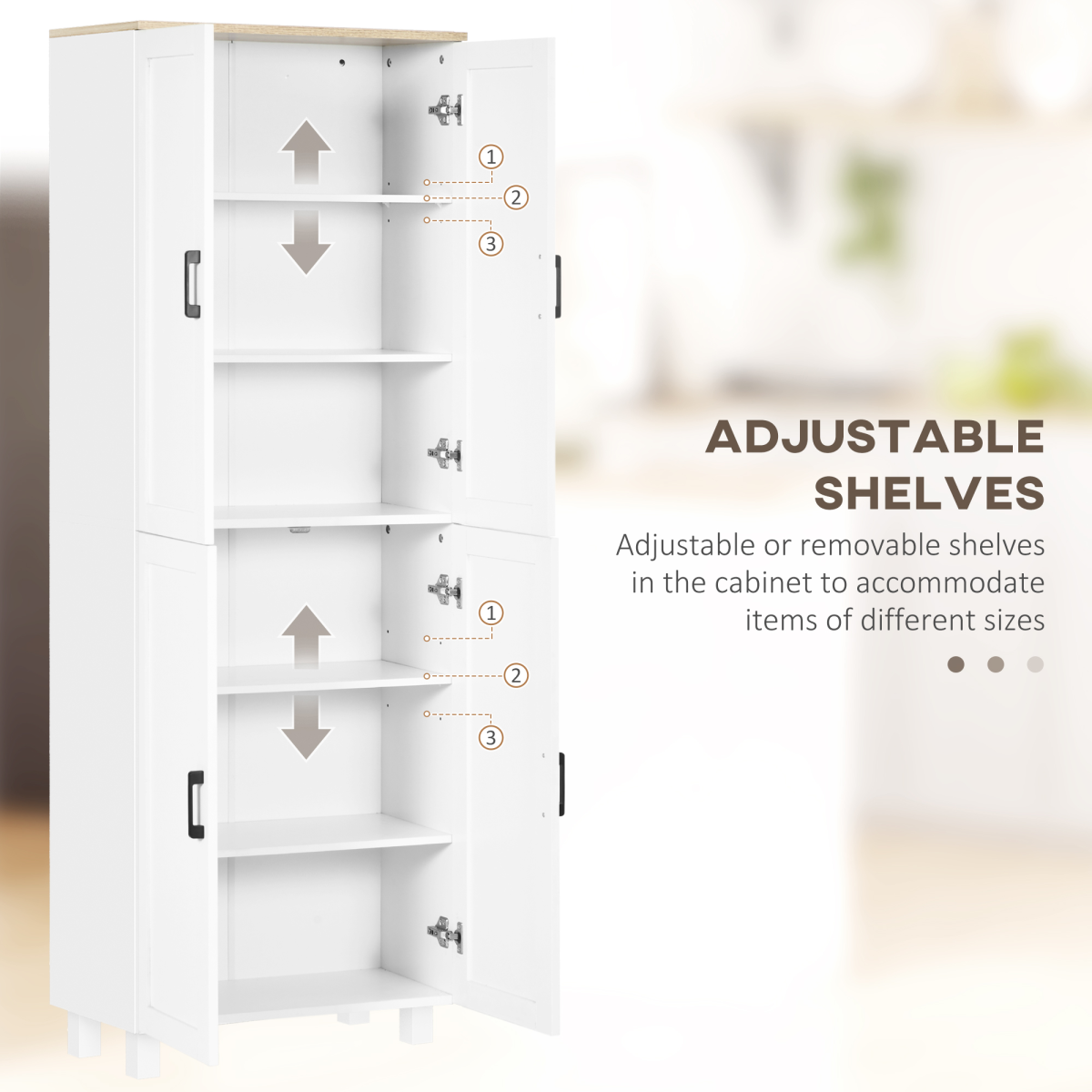 HOMCOM Modern Kitchen Cupboard Storage Cabinet with 4 Shelves, White