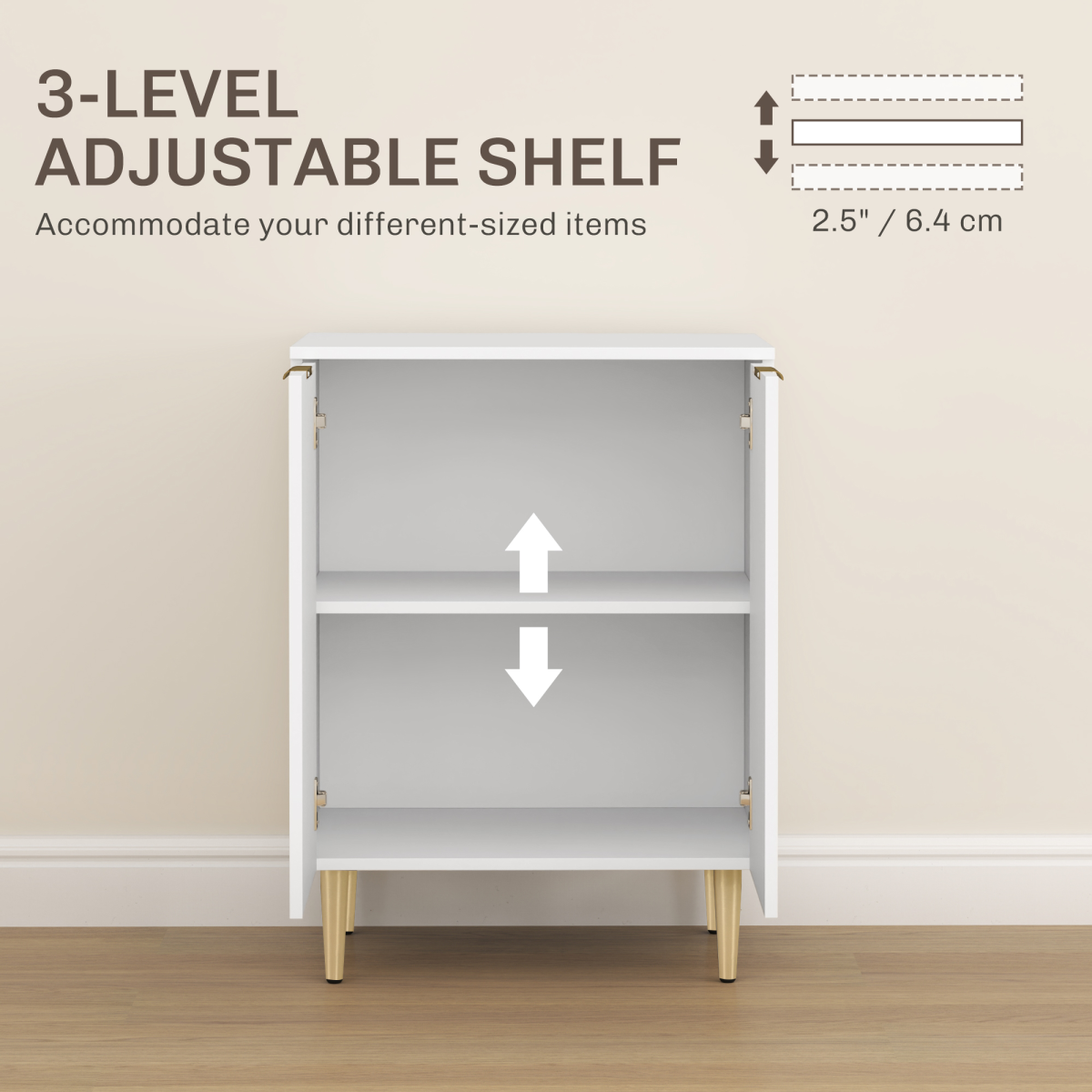 HOMCOM Sideboard Buffet Cabinet with Adjustable Shelf, White