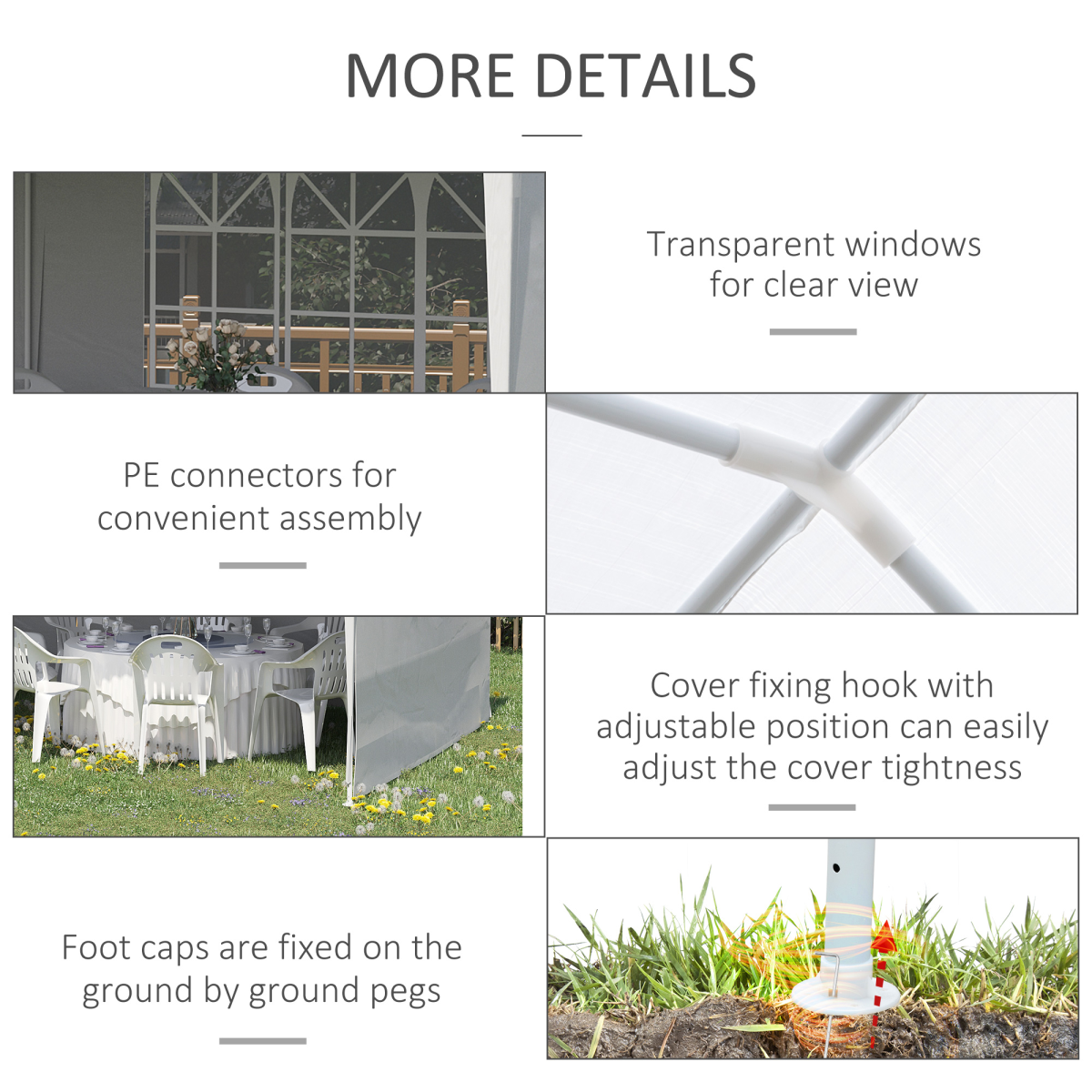 6m x 3m Garden Gazebo Marquee Canopy Party Tent Canopy Patio White