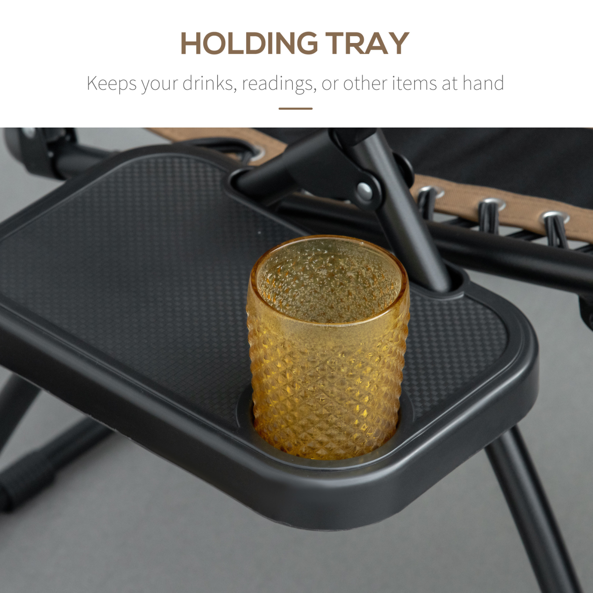 Zero Gravity Lounger Chair, Reclining Patio Chair Shade Cover, Brown